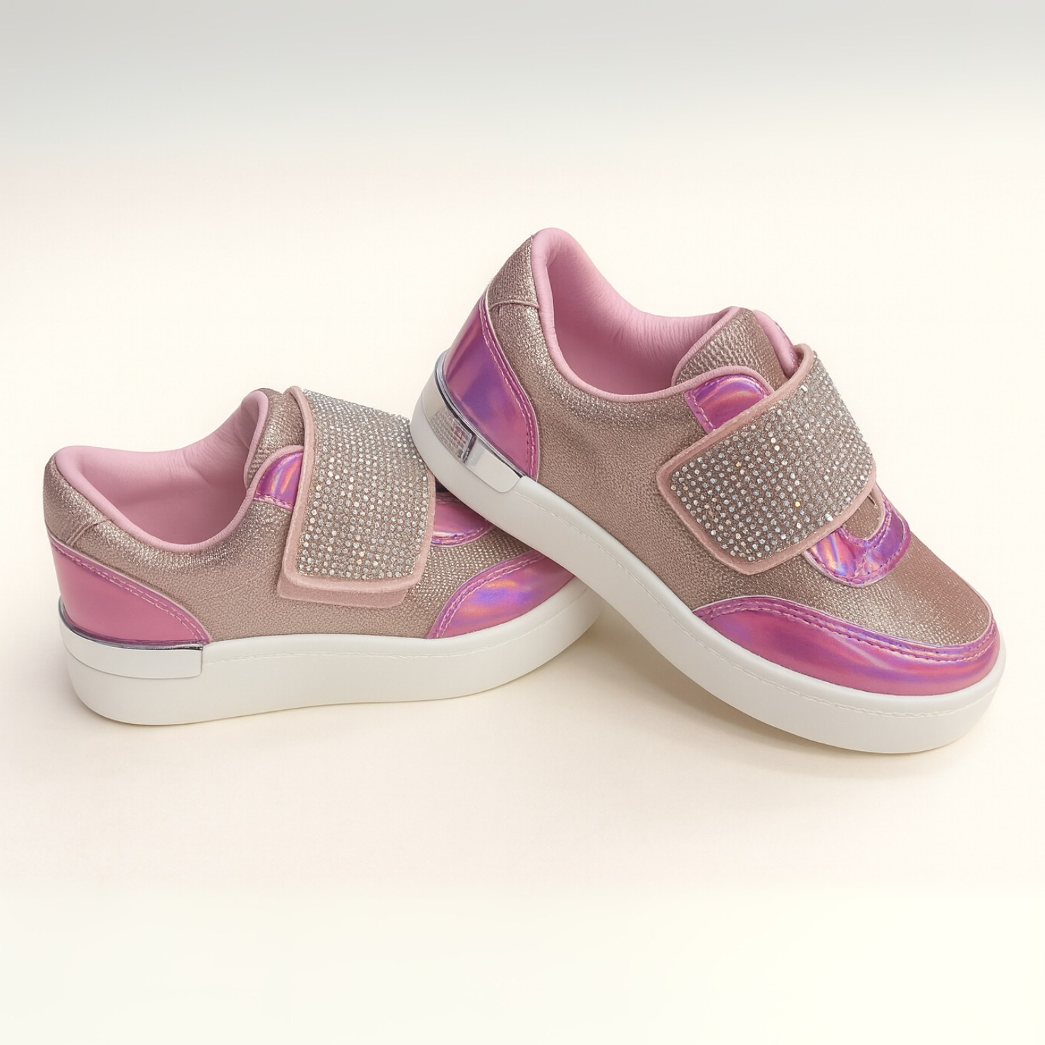 Smile Baby Sparkle Step Sneakers – Pink And Silver Glitter Shine Shoes for Girls (1–8 Years)