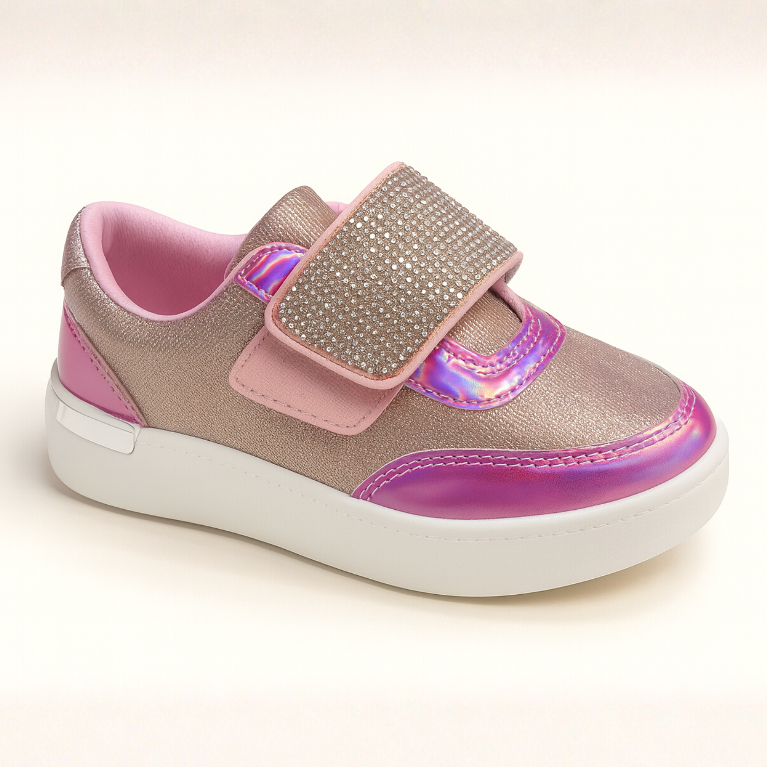 Smile Baby Sparkle Step Sneakers – Pink And Silver Glitter Shine Shoes for Girls (1–8 Years)