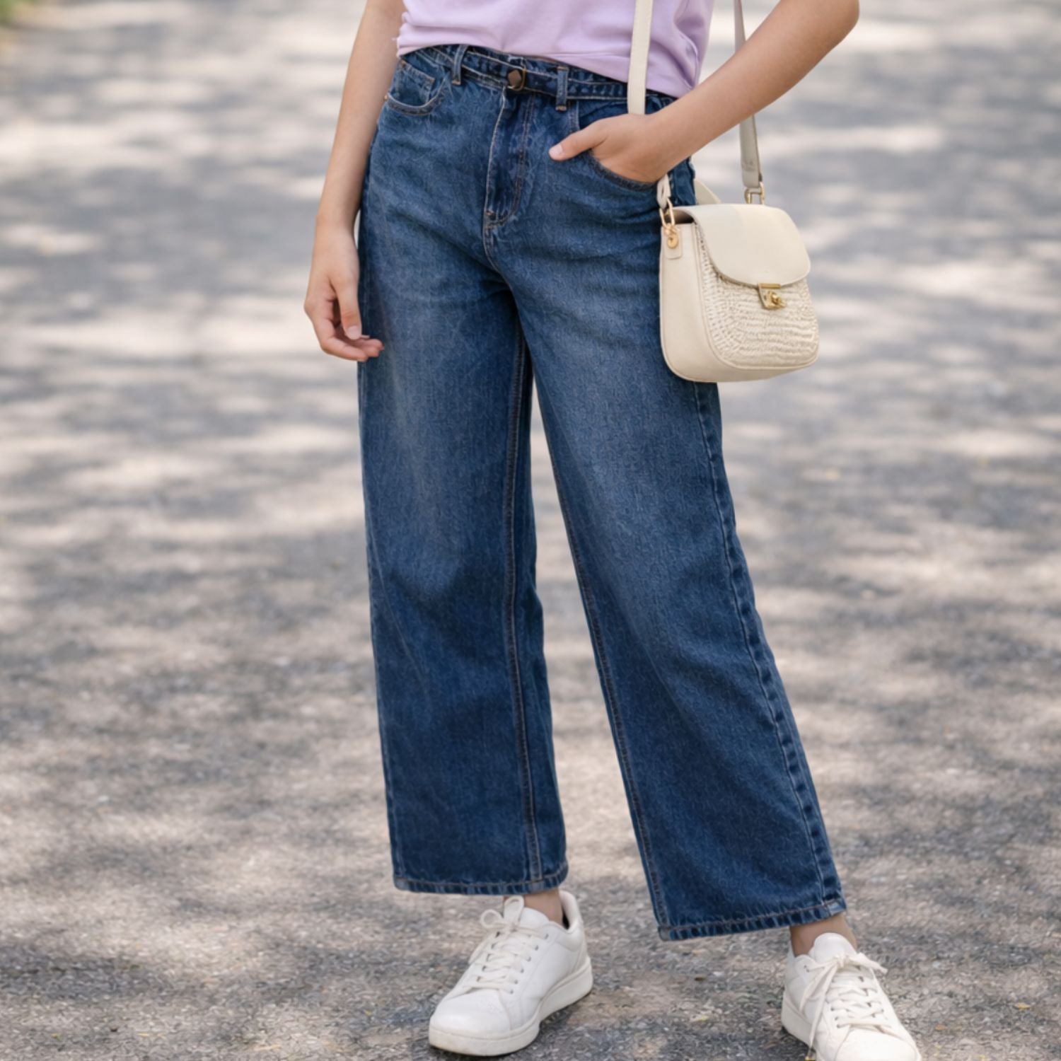 LOVEKINS Girls Wide Leg Blue Denim Jeans – Stylish Casual Fit for Kids (6–14+ Years)