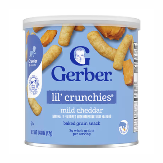 Gerber, Snacks for Baby, Lil' Crunchies, Baked Grain Snack, 8+ Months, Mild Cheddar, 1.48 oz (42 g)