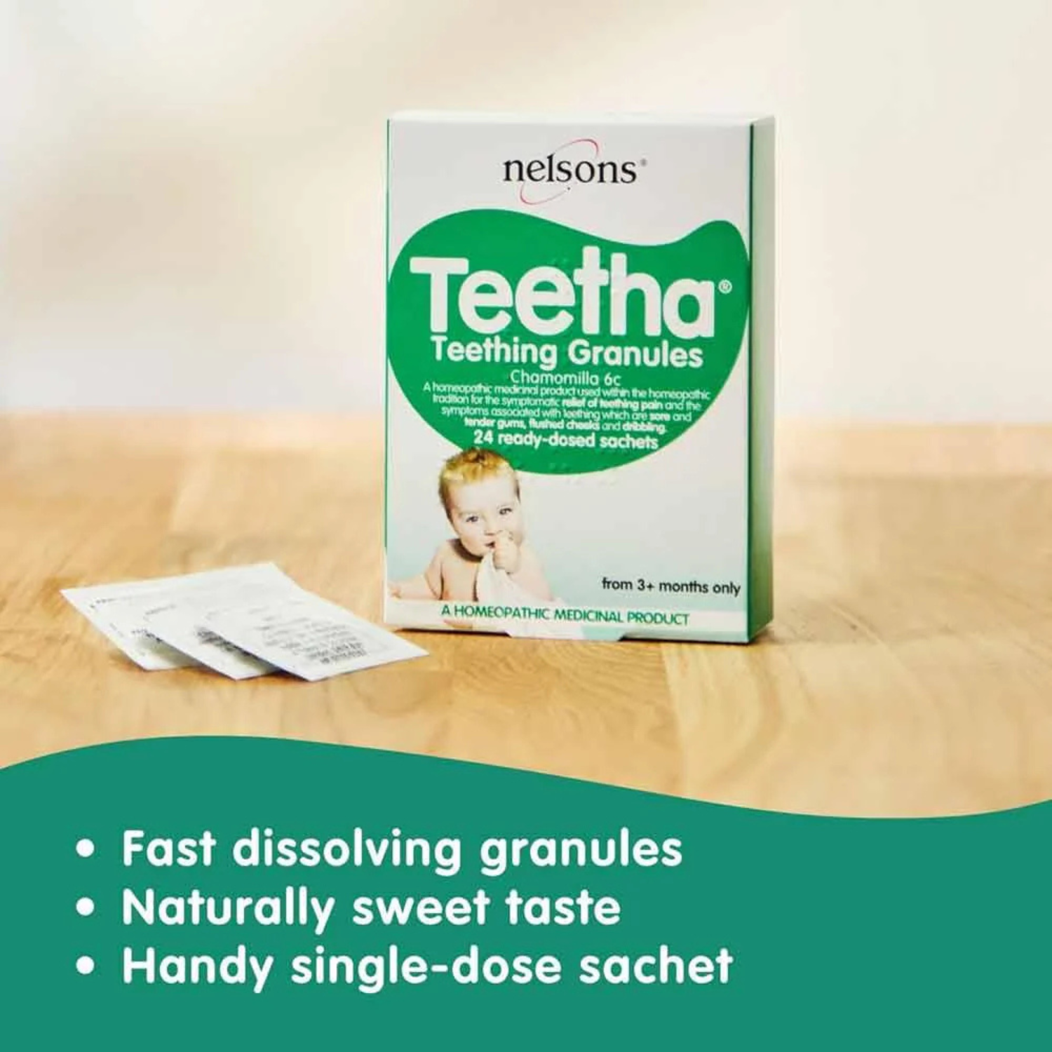 Nelsons Teetha Teething Granules (Chamomilla 6c) – Teething Relief for Babies, 24 Sachets