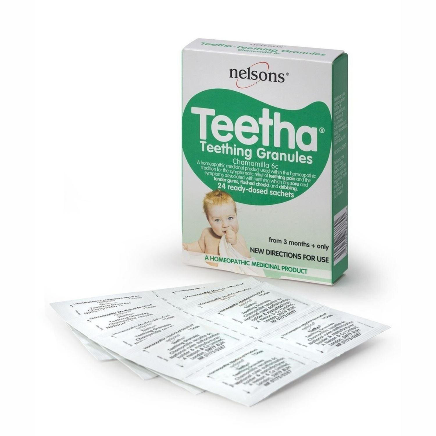 Nelsons Teetha Teething Granules (Chamomilla 6c) – Teething Relief for Babies, 24 Sachets