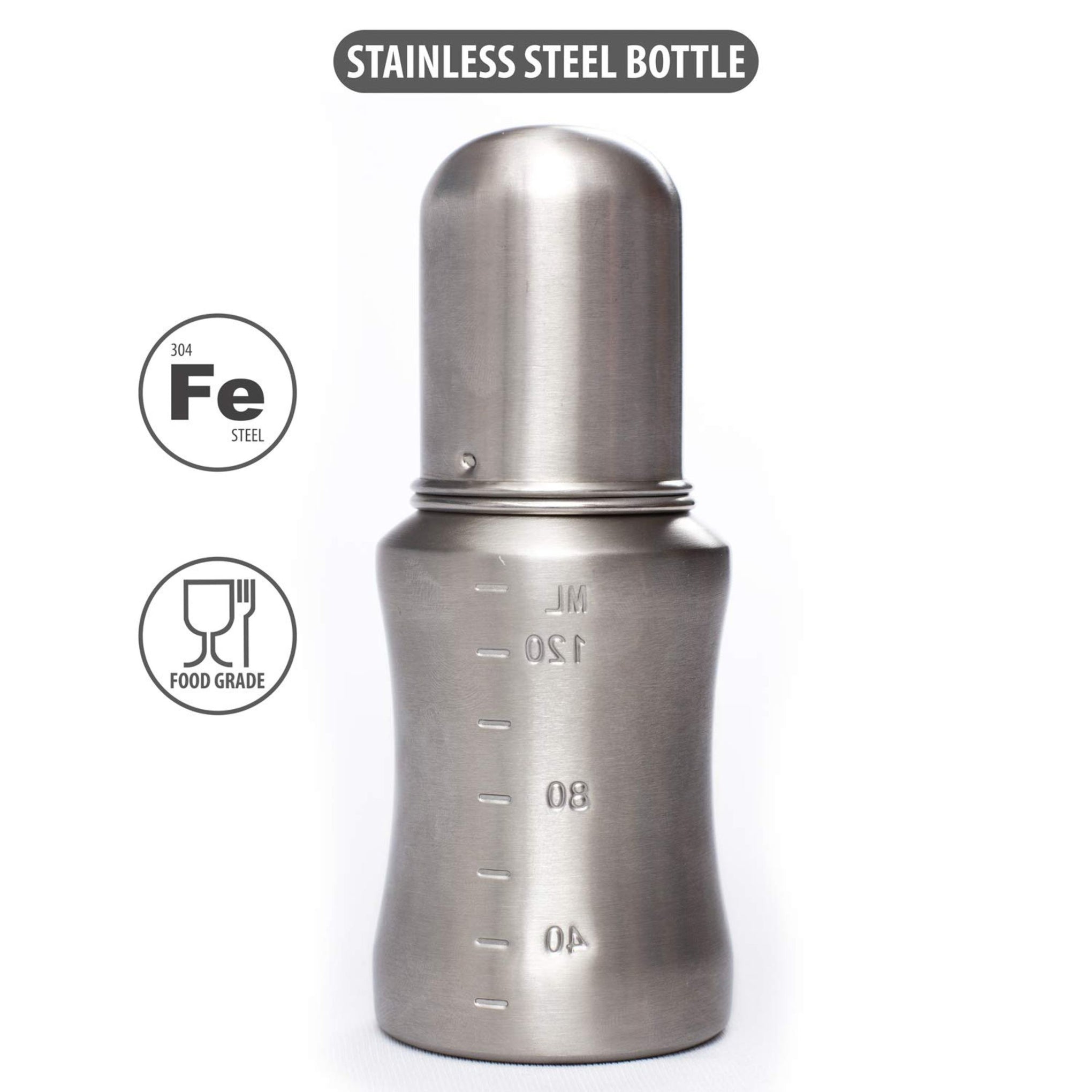 Small Wonder Stainless Steel Baby Feeding Bottle 140 ml & 240ml , Pack of 1