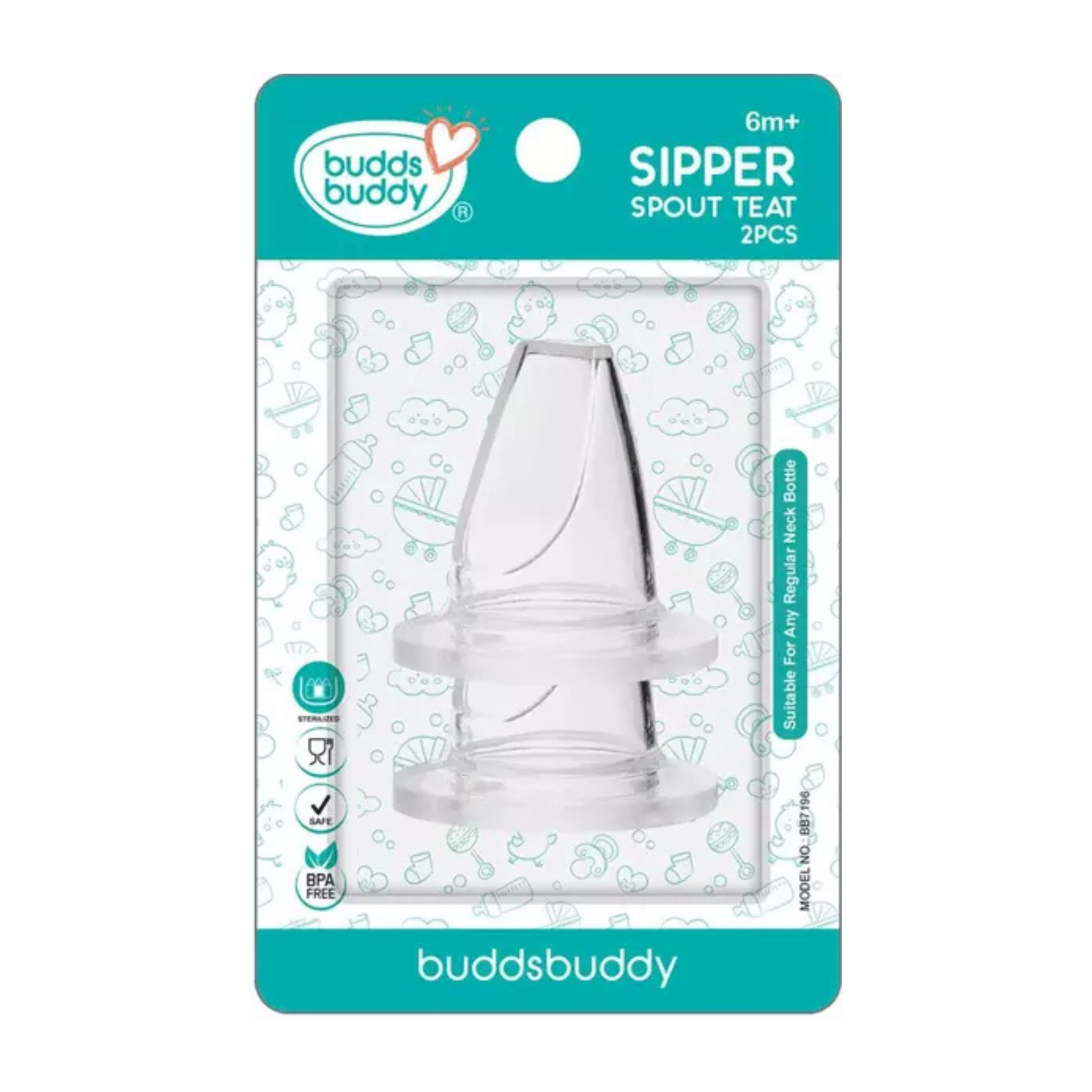 Buddsbuddy Combo of 2 BPA Free Regular Neck Soft Silicone Sipper Spout Teat, BB7196