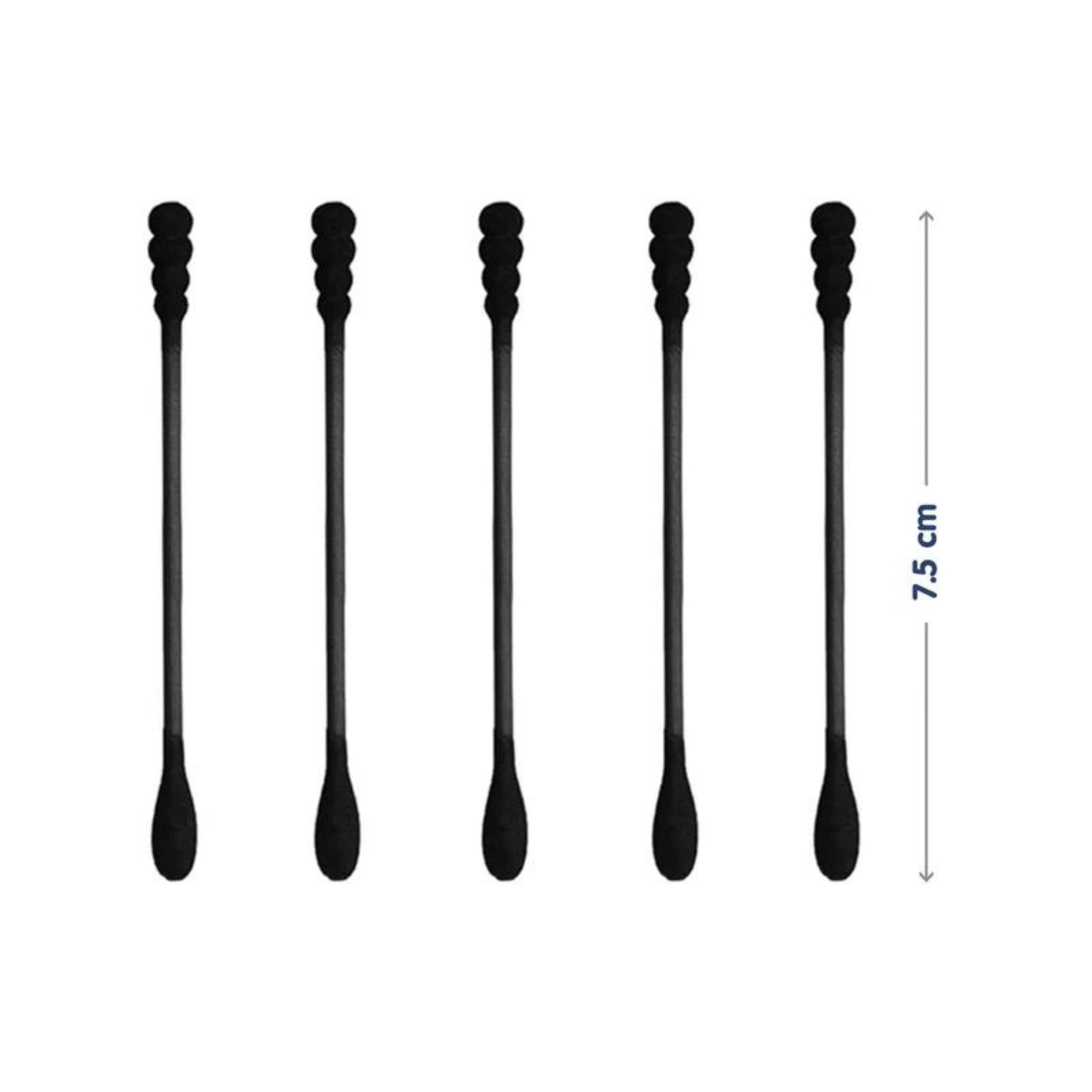 Hopop Cotton Buds | Baby Spiral Tip Paper Stem Charcoal Ear Cleaner Buds | 1 Pack | 100 Sticks | Black Charcoal 1002C