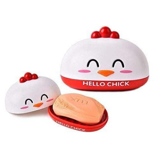 Smile Baby Small Hello Chick Soap box for Home | Bathroom | soap holder (white Colour, 10.8x7.2x8 cm)