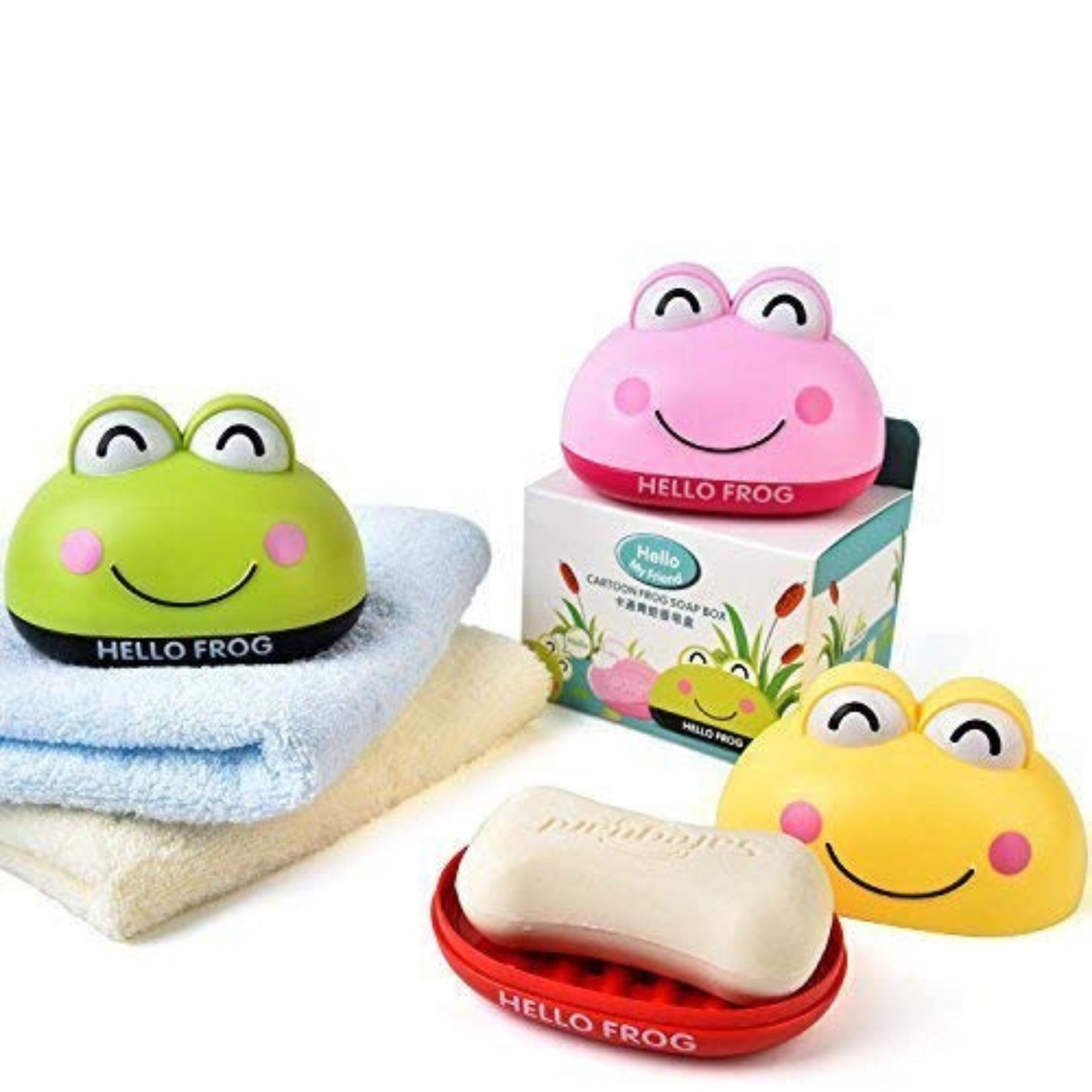 Smile Baby Cartoon Soap Case Bathtub Soap Box, Soap Dish Holder for Kids, Bathroom Soap Stand (Yellow)
