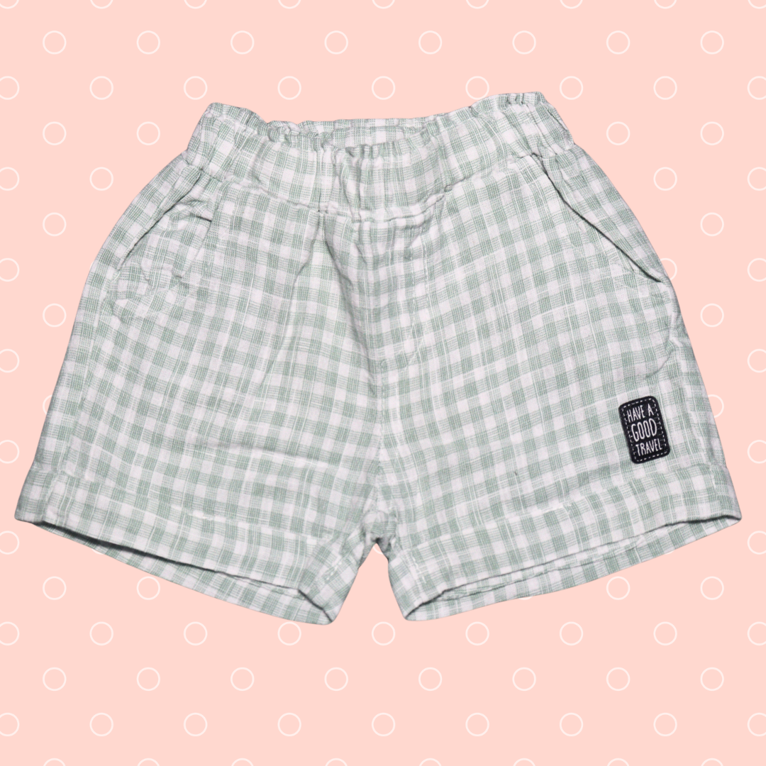OLLYPOP  Half Sleeves T-Shirt & Shorts Set  | V sheep collar Neck | baby elephant Animal with balloon print on T-shirt and Chex printed shorts for boys , scuba & blue color