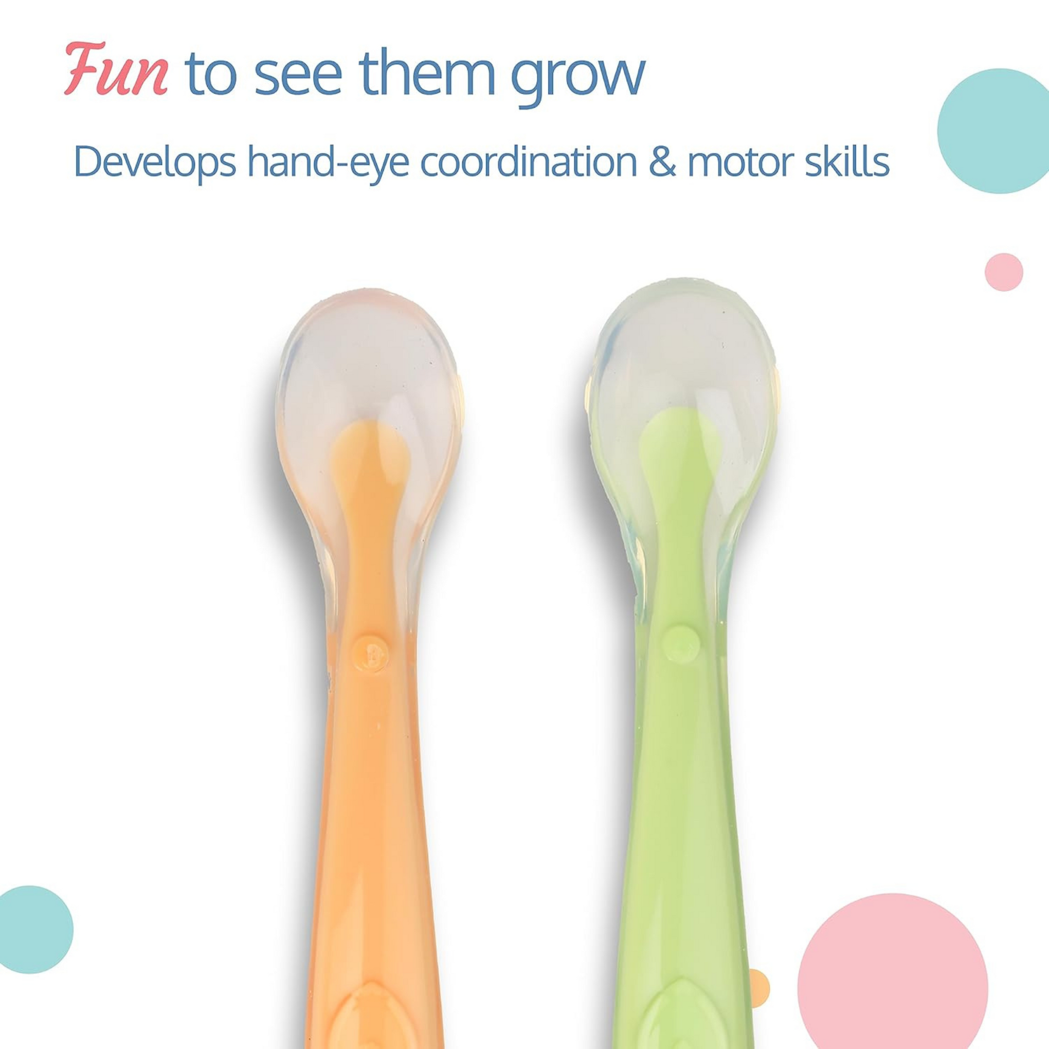 LuvLap Baby Feeding Spoon Set Of 2 With Ultra Supple 100% Silicone Tip,Bpa Free Material With Food Grade Silicone Tip,Self Feeding Utensil,Baby Weaning Spoon For Kids 4 Months+(Green&Pink),16 Cm