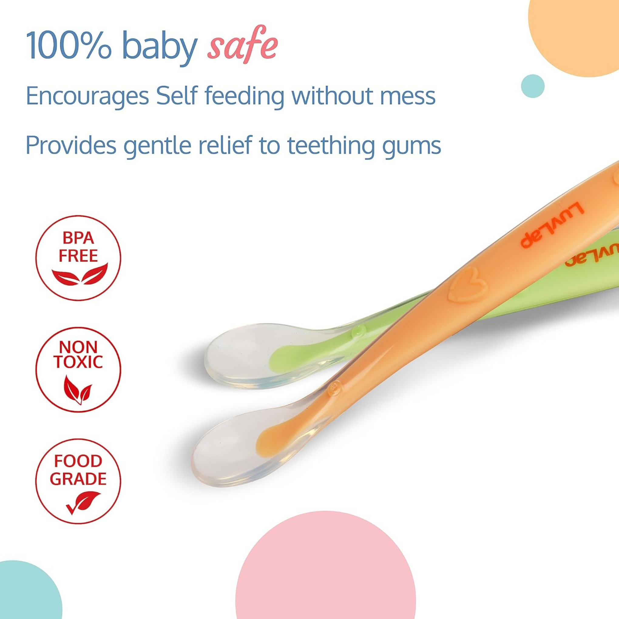 LuvLap Baby Feeding Spoon Set Of 2 With Ultra Supple 100% Silicone Tip,Bpa Free Material With Food Grade Silicone Tip,Self Feeding Utensil,Baby Weaning Spoon For Kids 4 Months+(Green&Pink),16 Cm