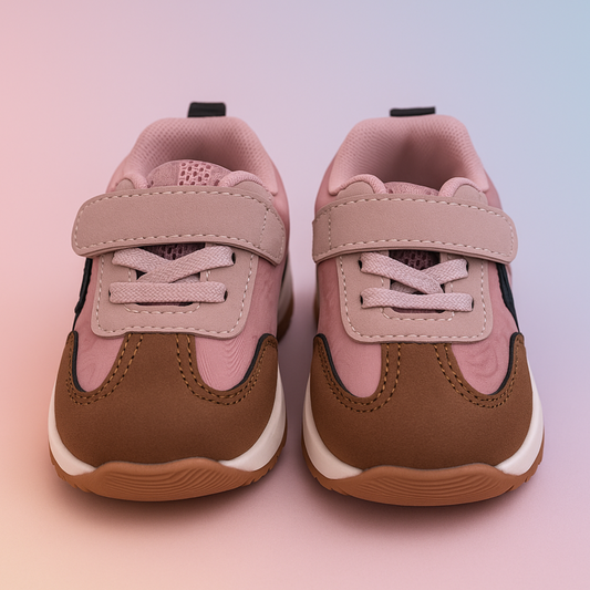 Smile Baby Kids Stylish Pink & Brown Sneakers with Velcro Strap