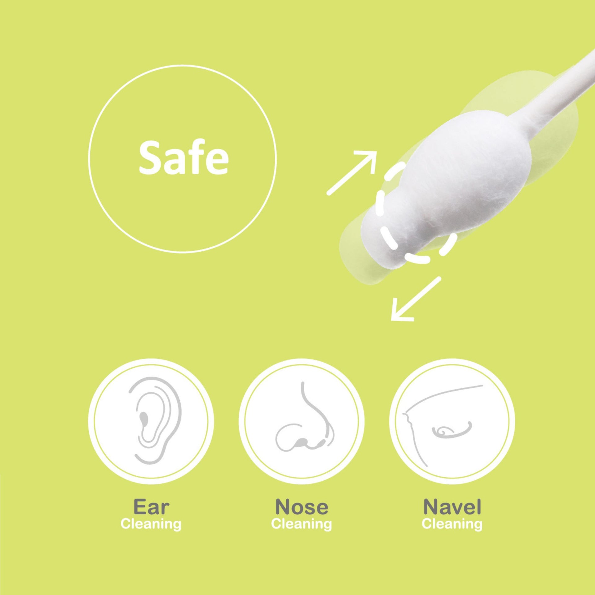 Farlin Doctor J. Safety Cotton Buds for Babies (60 pcs, Big Safety Head, 100% Pure Cotton, Paper Stem)
