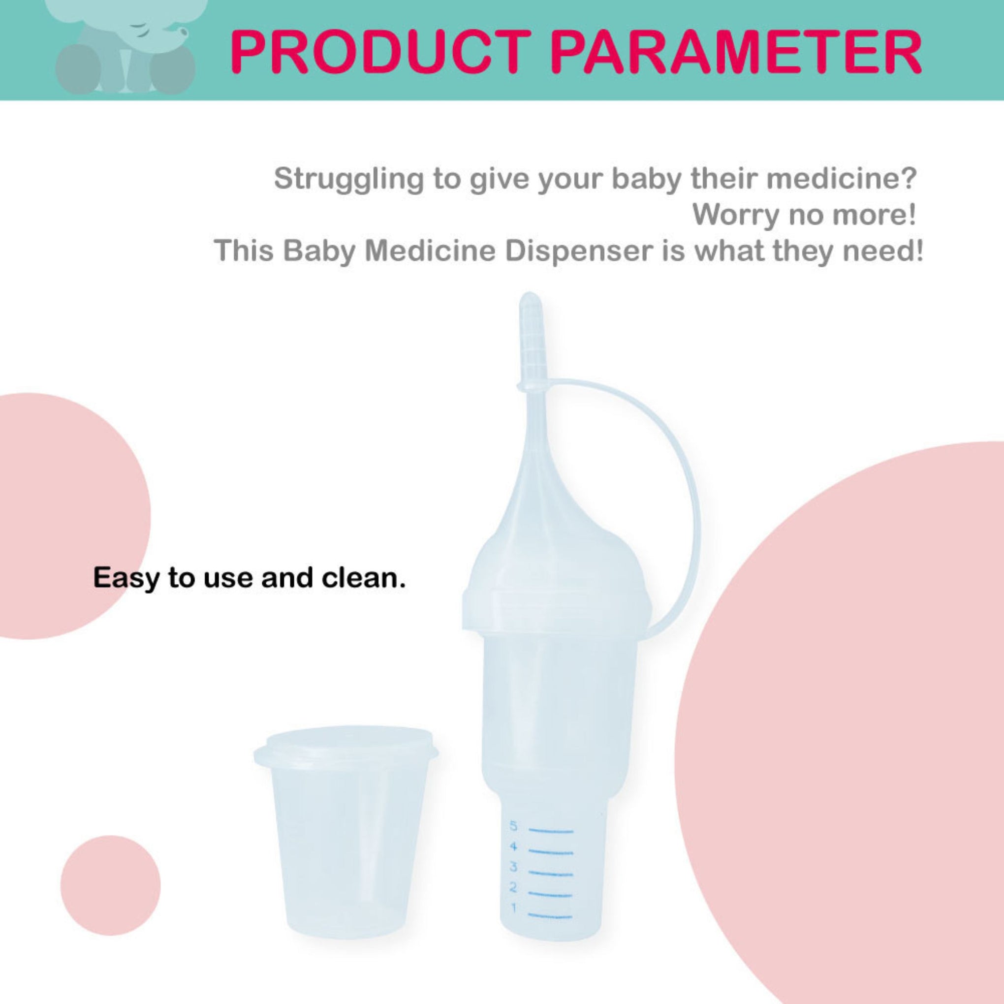 Farlin Doctor J. Baby Medicine Dispenser with Feeding Cups (1 Dispenser + 6 Cups) – Safe, Accurate & Easy Medicine Feeding for Babies (0+ Months)