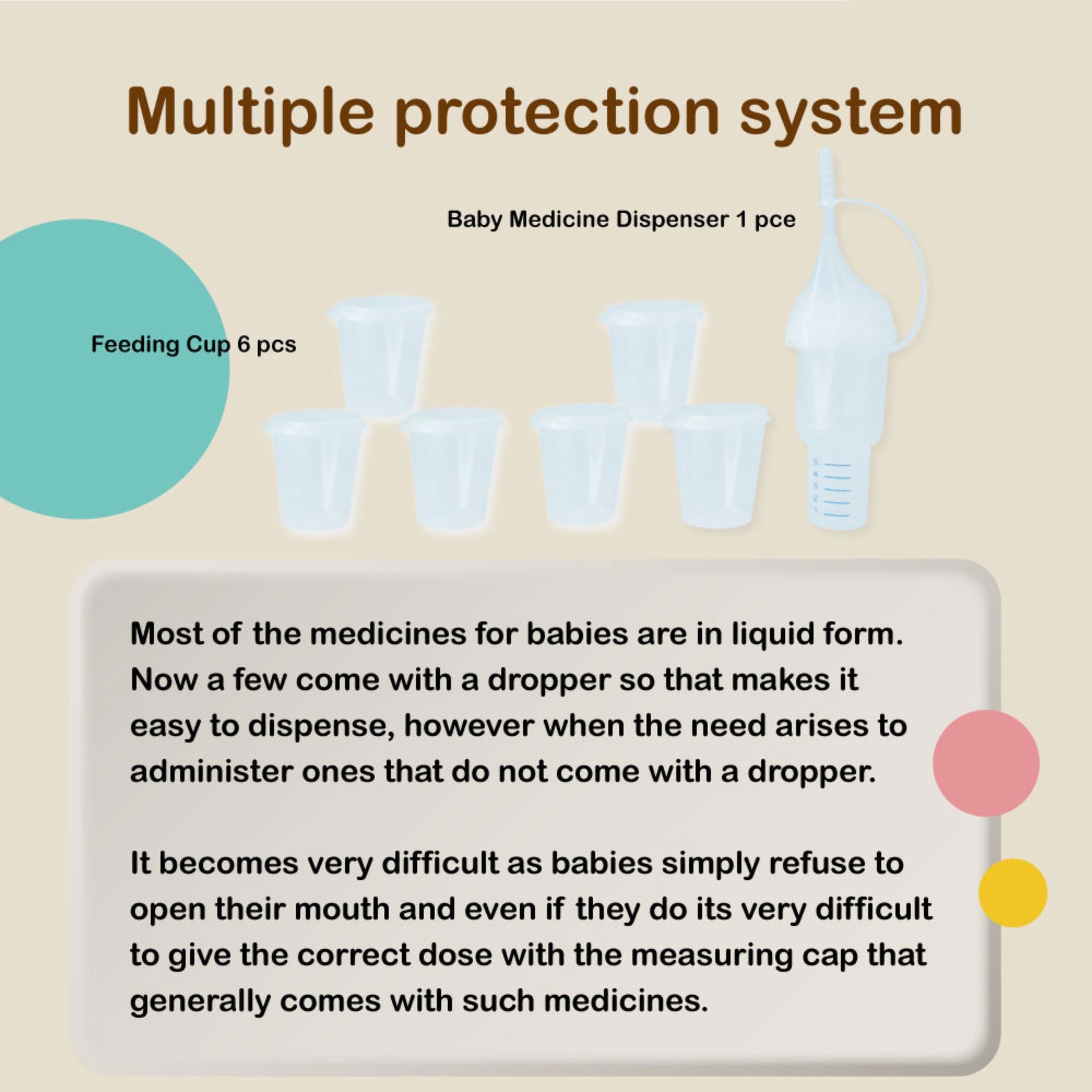 Farlin Doctor J. Baby Medicine Dispenser with Feeding Cups (1 Dispenser + 6 Cups) – Safe, Accurate & Easy Medicine Feeding for Babies (0+ Months)