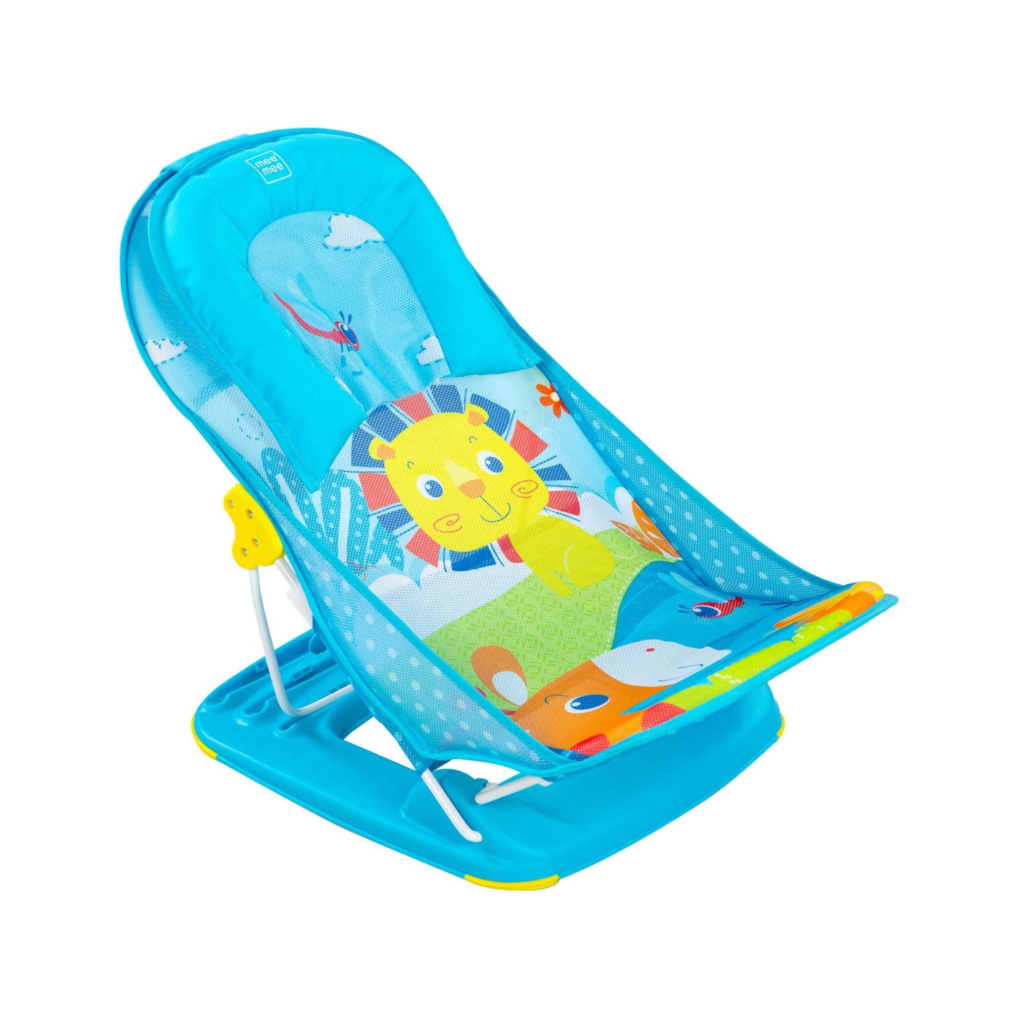Mee Mee Newborn Baby Bather | Bath Chair for Newborns and Infants 0-12 Months | Foldable | 3 Position Adjustable chair | Anti Skid Base | Washable Soft Mesh Seat | for Babies Upto 5Kg