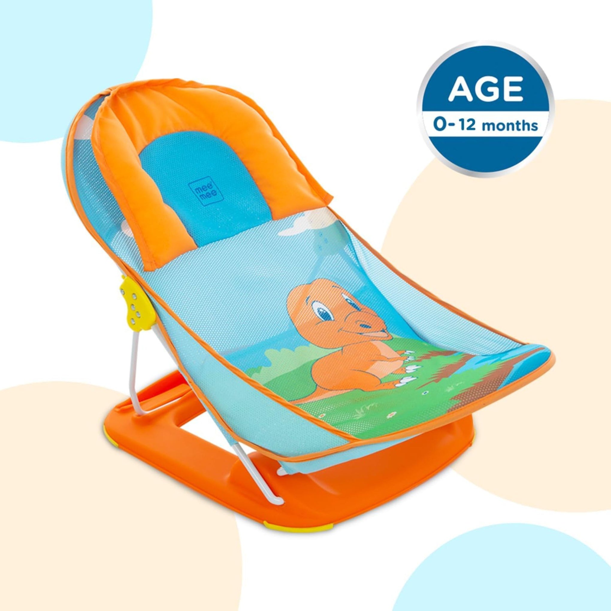Mee Mee Newborn Baby Bather | Bath Chair for Newborns and Infants 0-12 Months | Foldable | 3 Position Adjustable chair | Anti Skid Base | Washable Soft Mesh Seat | for Babies Upto 5Kg