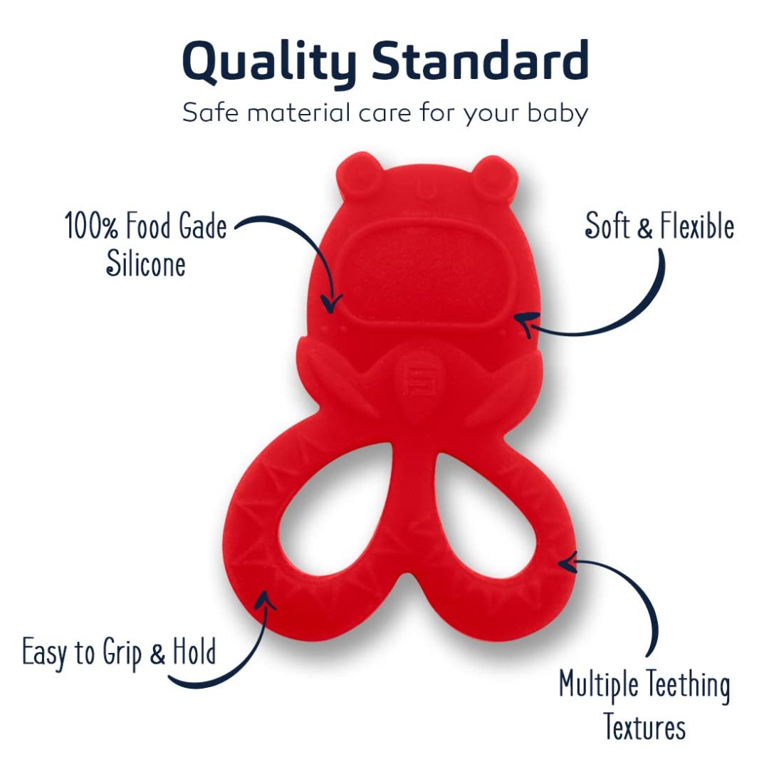 Buddsbuddy 100% BPA Free Soft Silicone Baby Teether for 3 to 6 Babies(Red)