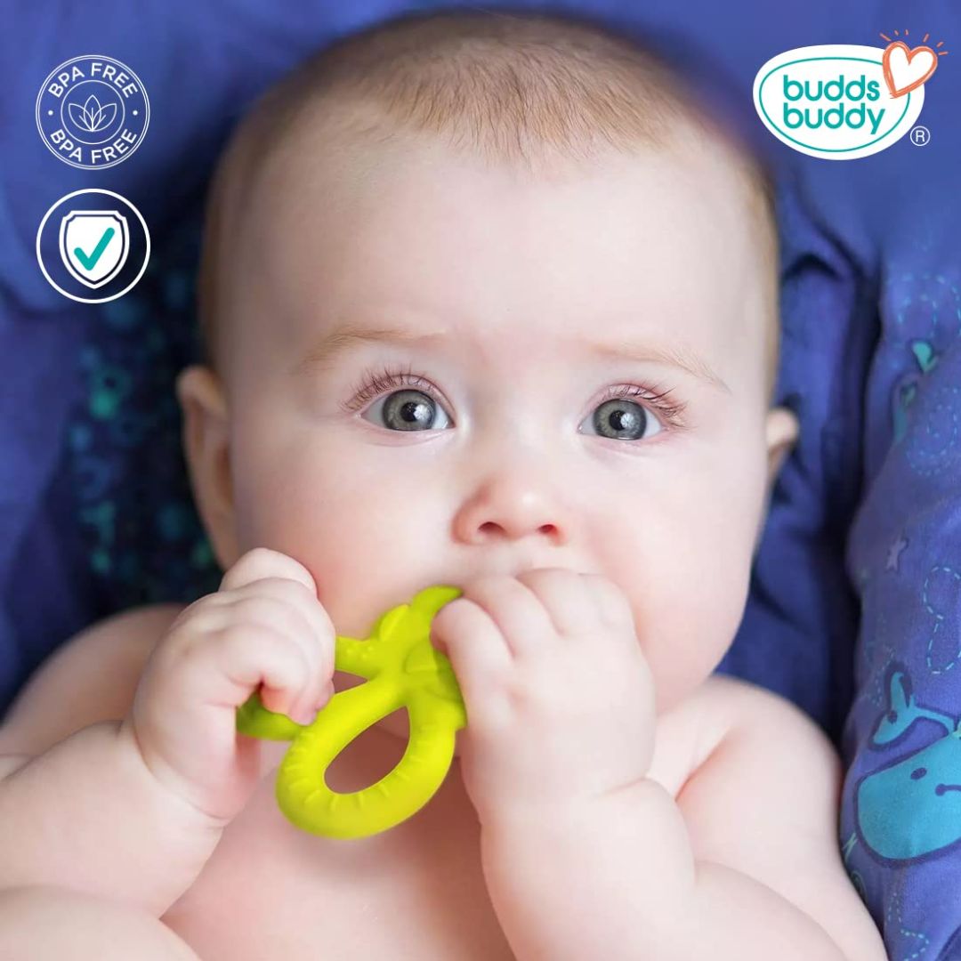 Buddsbuddy 100% BPA Free Soft Silicone Baby Teether for 3 to 6 Babies (GREEN)