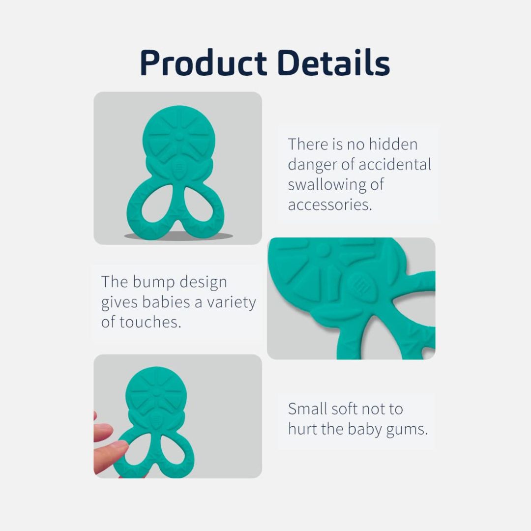 Buddsbuddy 100% BPA Free Soft Silicone Baby Teether for 3 to 6 Babies (GREEN)