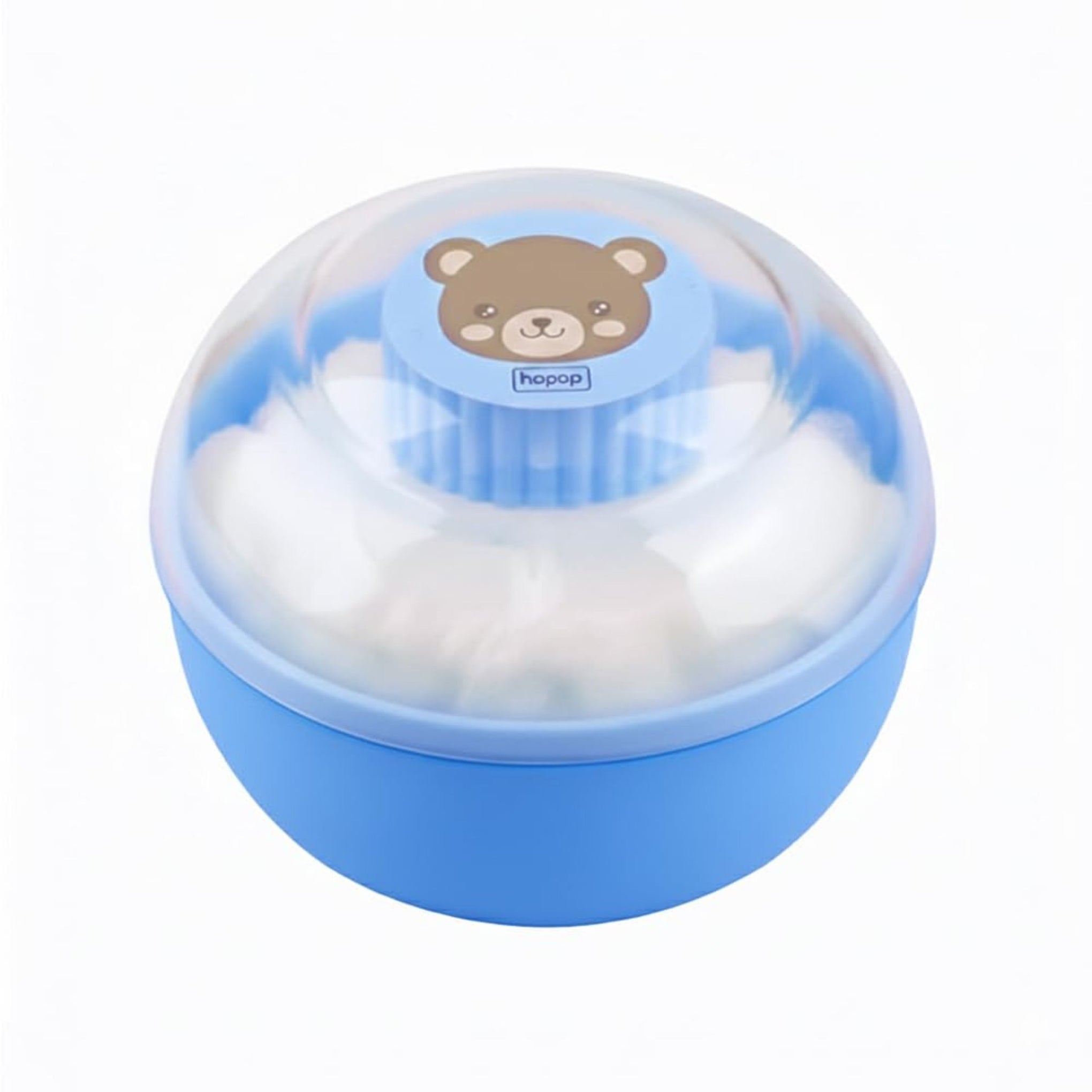 Hopop Powder Puff with Box | Soft & Gentle Powder Puff for Babies with Box Holder Container for New Born and Kids | BPA Free Baby Powder Box | Skin-Friendly | Easy to use | color avilebale pink & blue