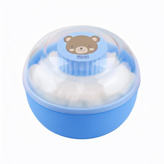 Hopop Powder Puff with Box | Soft & Gentle Powder Puff for Babies with Box Holder Container for New Born and Kids | BPA Free Baby Powder Box | Skin-Friendly | Easy to use | color avilebale pink & blue