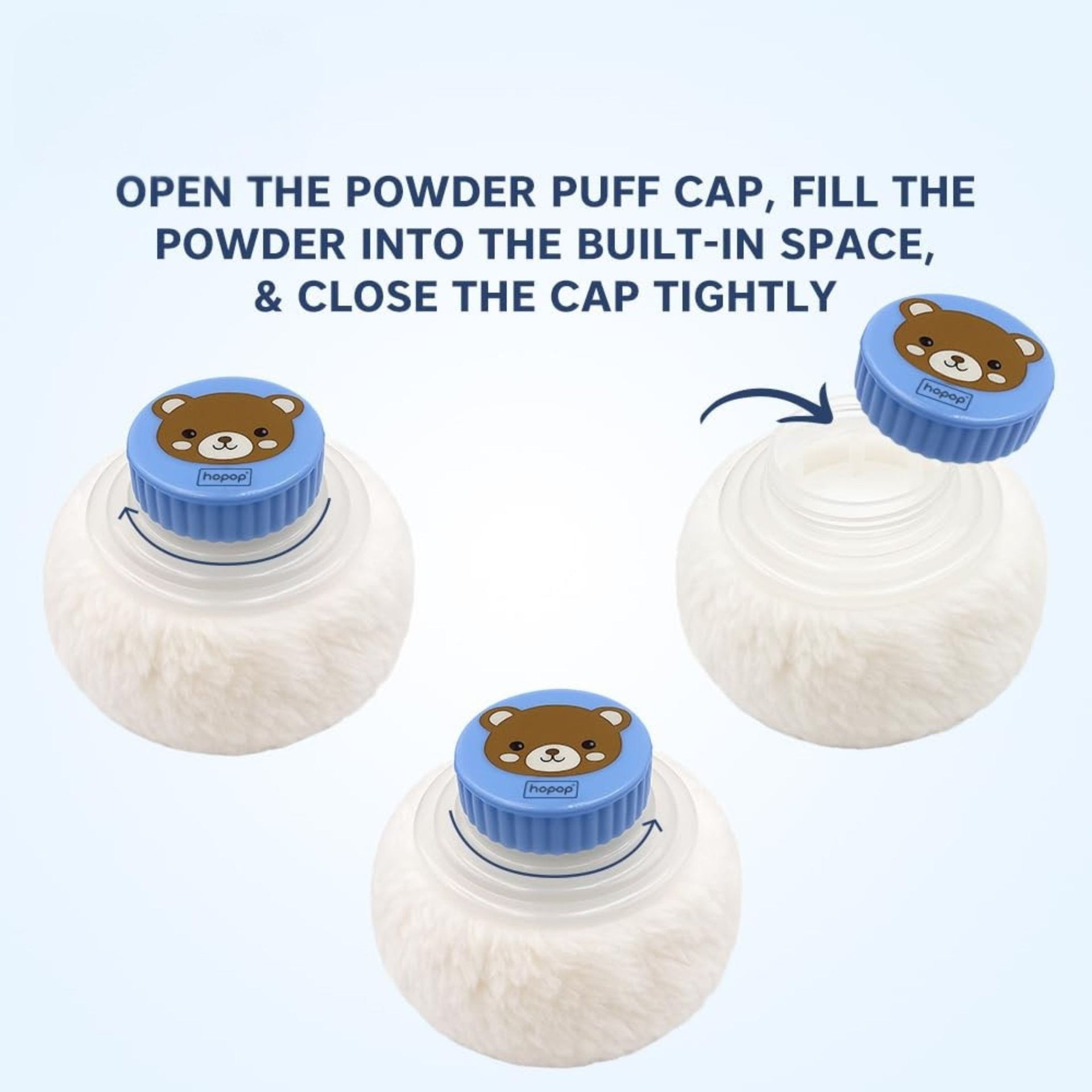 Hopop Powder Puff with Box | Soft & Gentle Powder Puff for Babies with Box Holder Container for New Born and Kids | BPA Free Baby Powder Box | Skin-Friendly | Easy to use | color avilebale pink & blue