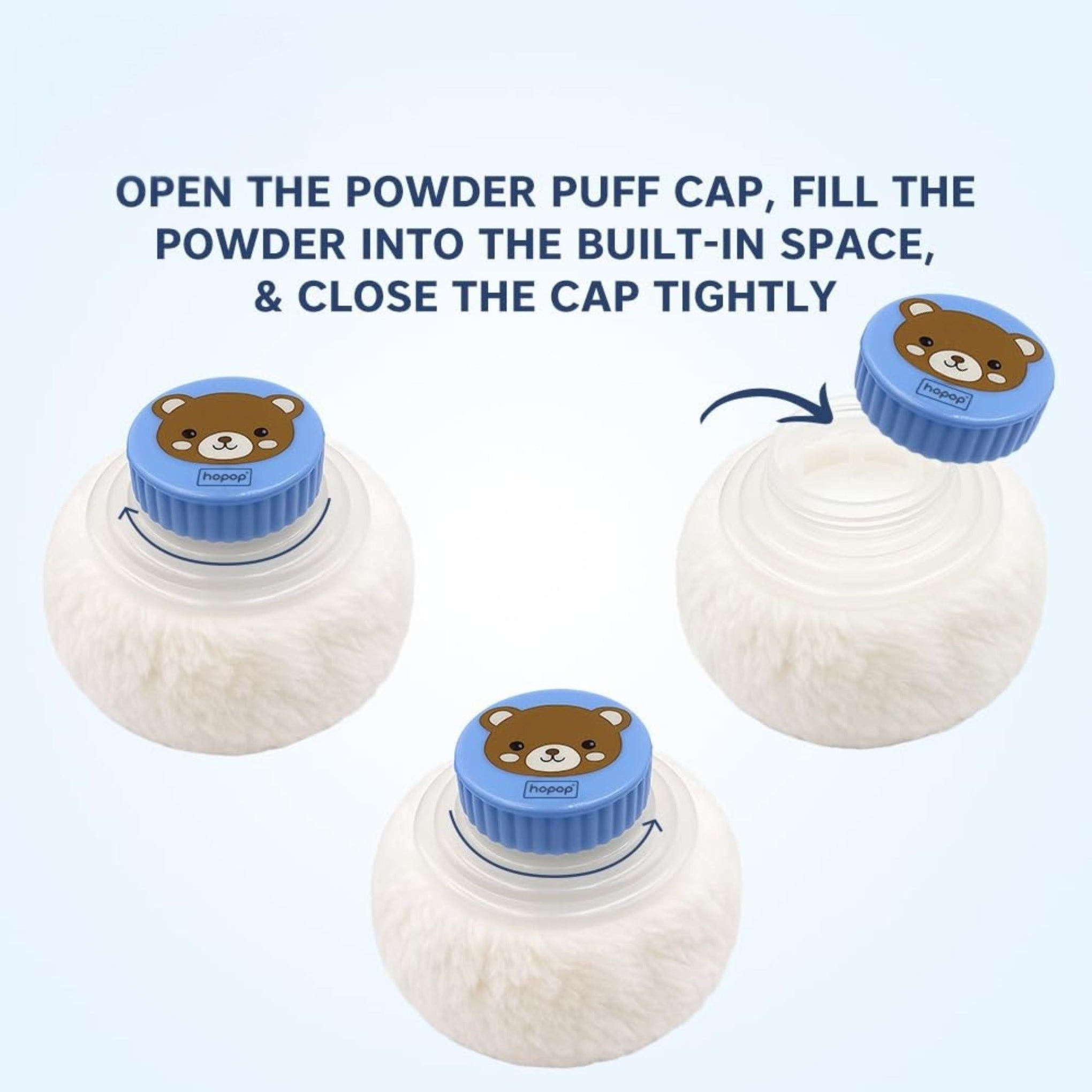 Hopop Powder Puff with Box | Soft & Gentle Powder Puff for Babies with Box Holder Container for New Born and Kids | BPA Free Baby Powder Box | Skin-Friendly | Easy to use | color avilebale pink & blue