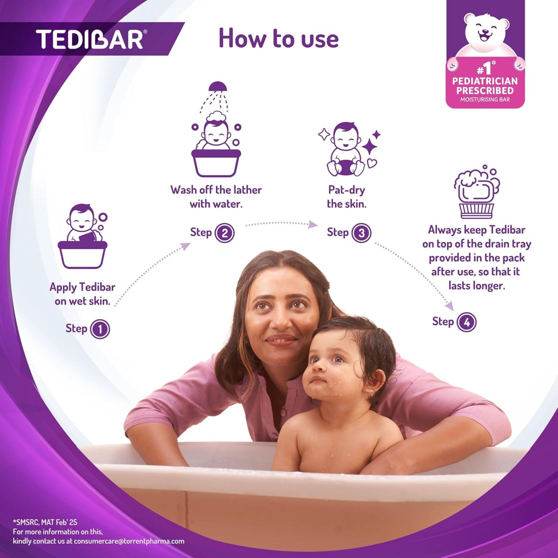 CURATIO Tedibar® Bathing Bar for Babies – Gentle Moisturising Bar for Sensitive Skin (75 g) | Soap-Free & Dermatologically Tested