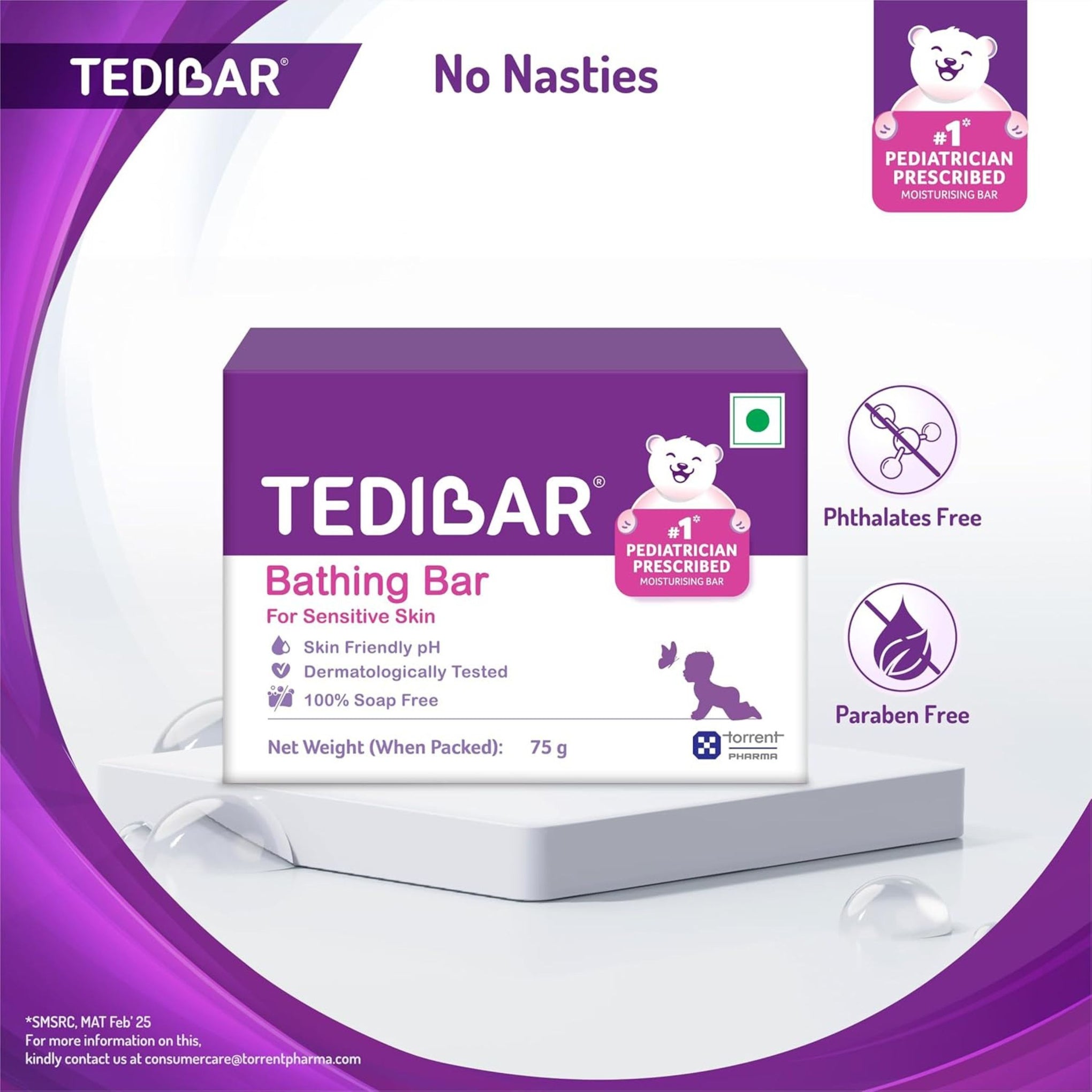 CURATIO Tedibar® Bathing Bar for Babies – Gentle Moisturising Bar for Sensitive Skin (75 g) | Soap-Free & Dermatologically Tested