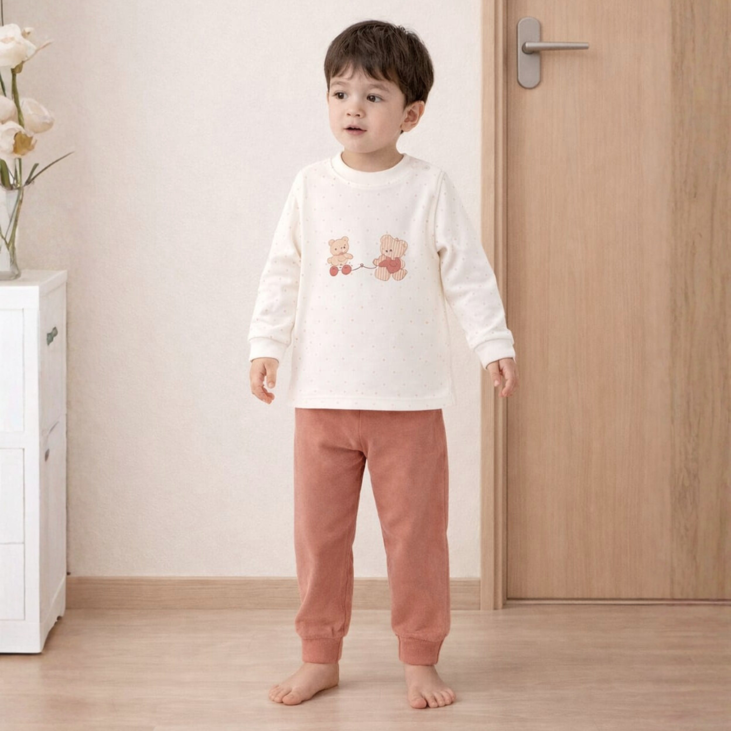 ZERO Baby Teddy Bear T-Shirt & Jogger Set – Soft Cotton Loungewear for Babies (0–24 Months)