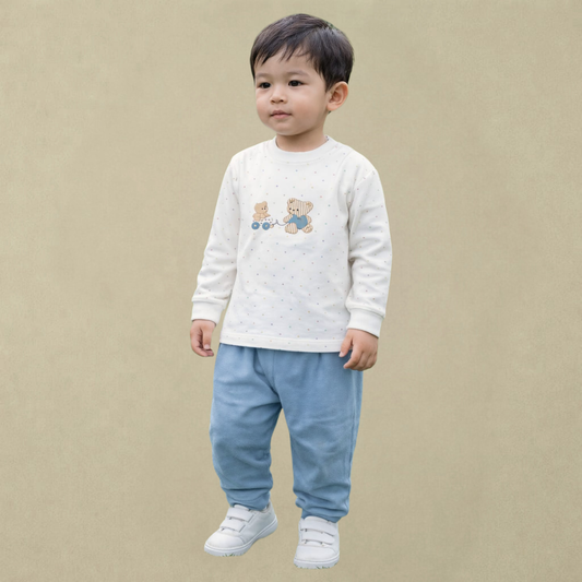 ZERO Baby Teddy Bear T-Shirt & Jogger Set – Soft Cotton Loungewear for Babies (0–24 Months)