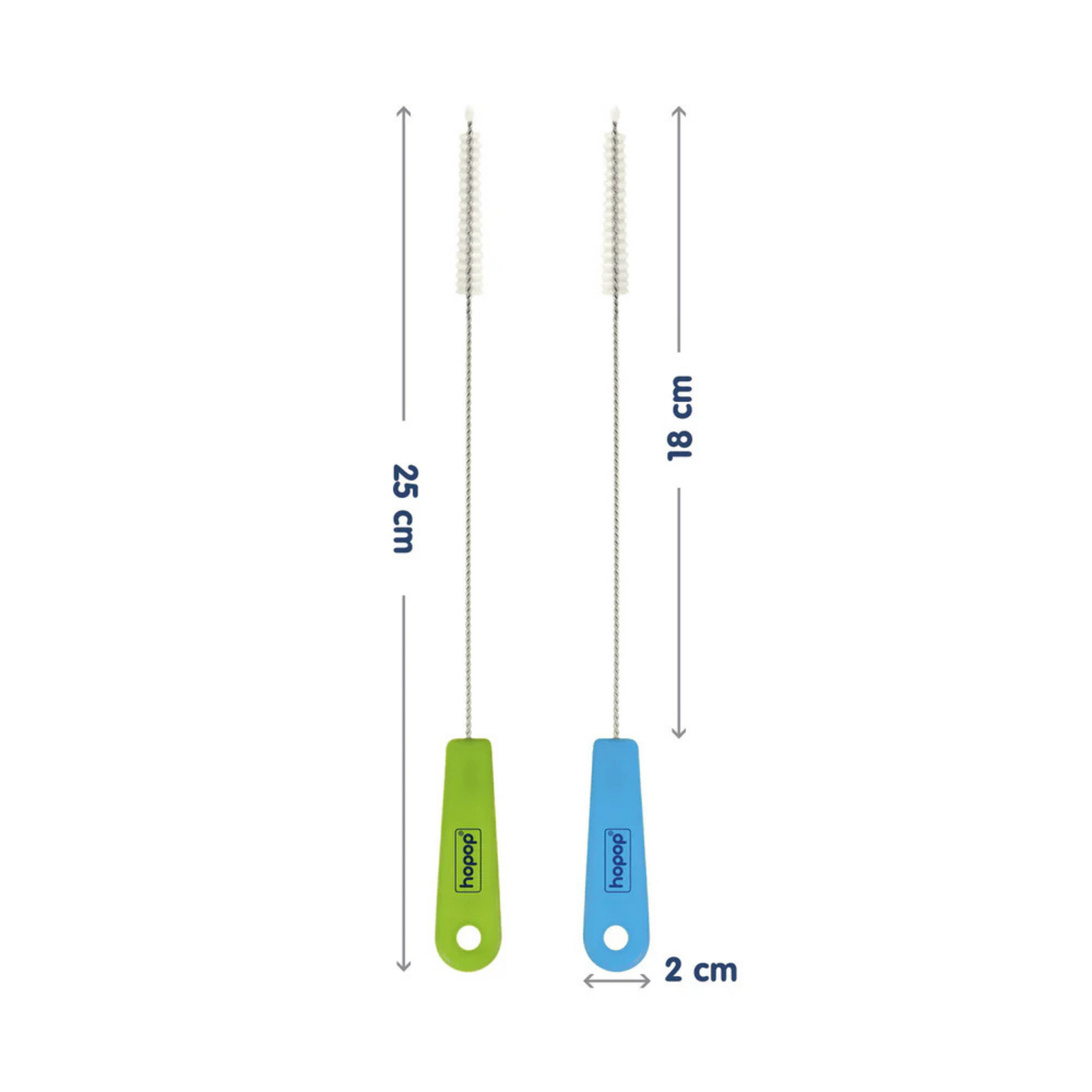 Hopop Easy Straw Cleaning Brush - Pack of 2 Blue / Green