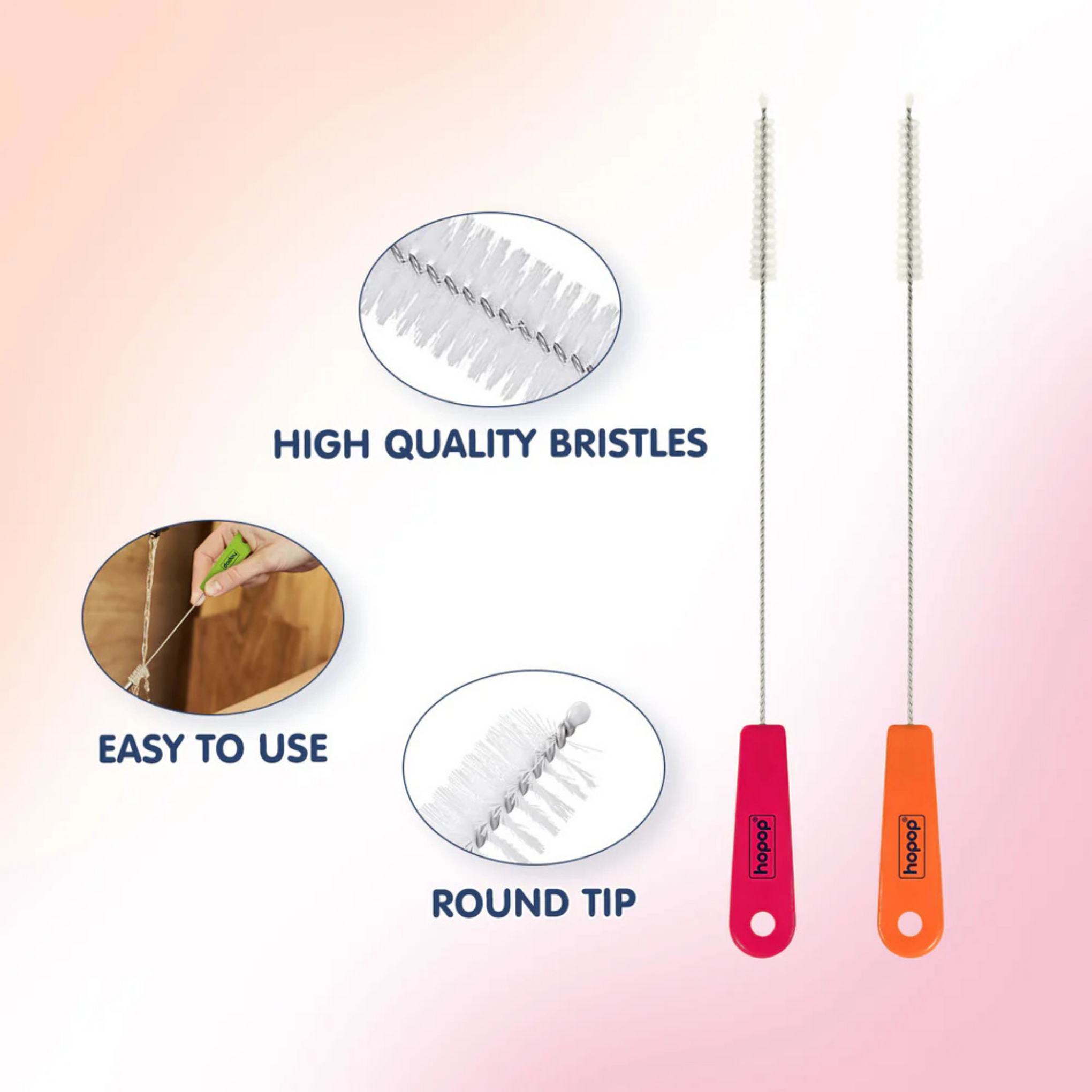 Hopop Easy Straw Cleaning Brush - Pack of 2