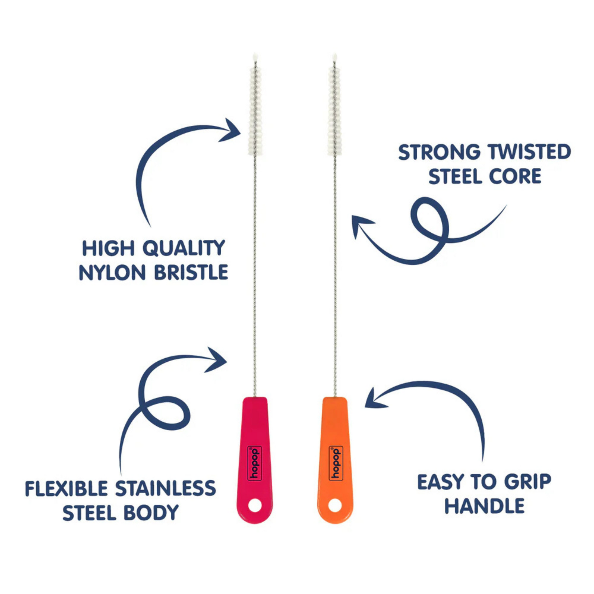 Hopop Easy Straw Cleaning Brush - Pack of 2