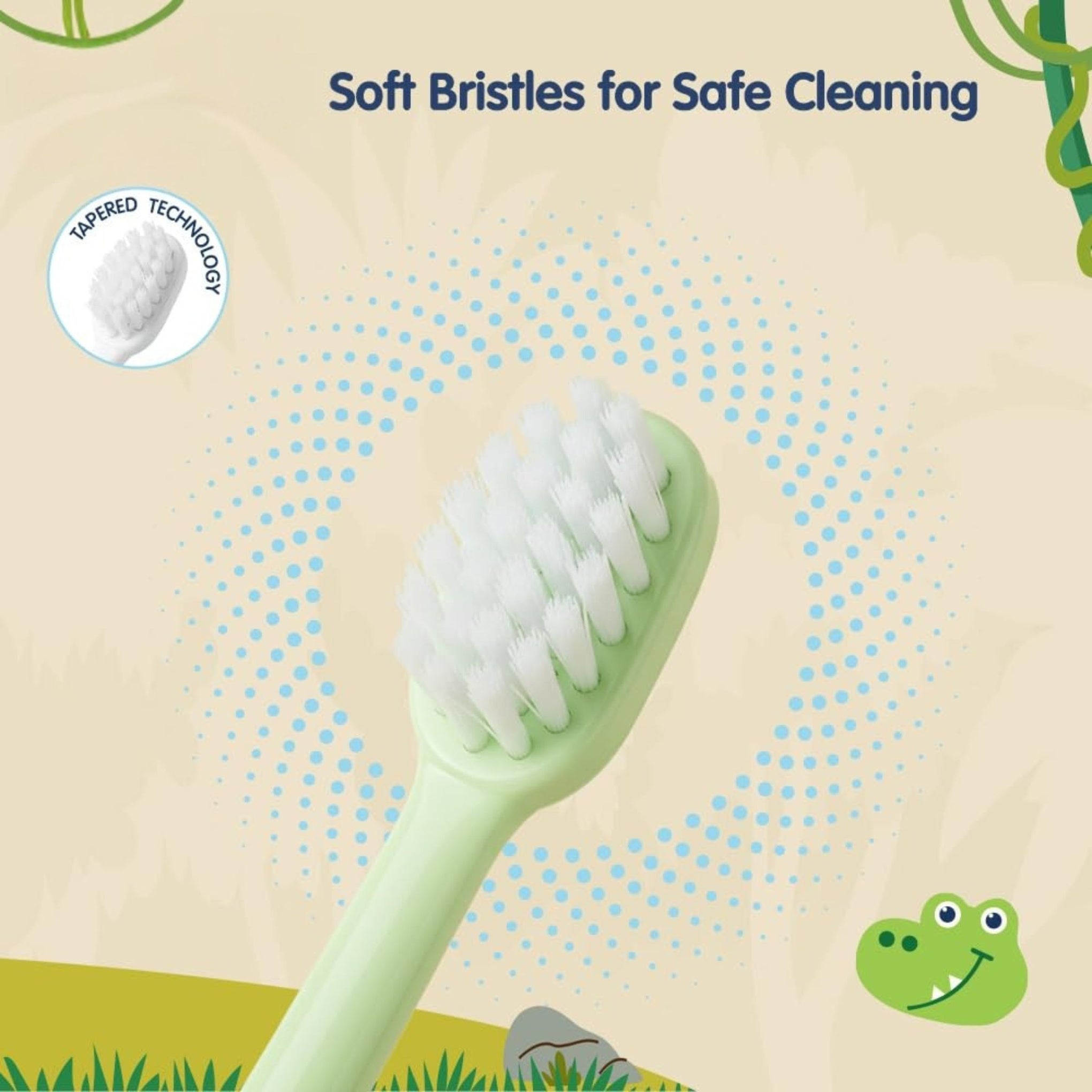 Hopop Kids Manual Toothbrush for 3–8 Years | Extra Soft Bristles for Milk & Permanent Teeth | BPA-Free | Gentle Oral Care with Suction Base & Easy Grip Handle | colors availebal PINK , Blue & Green