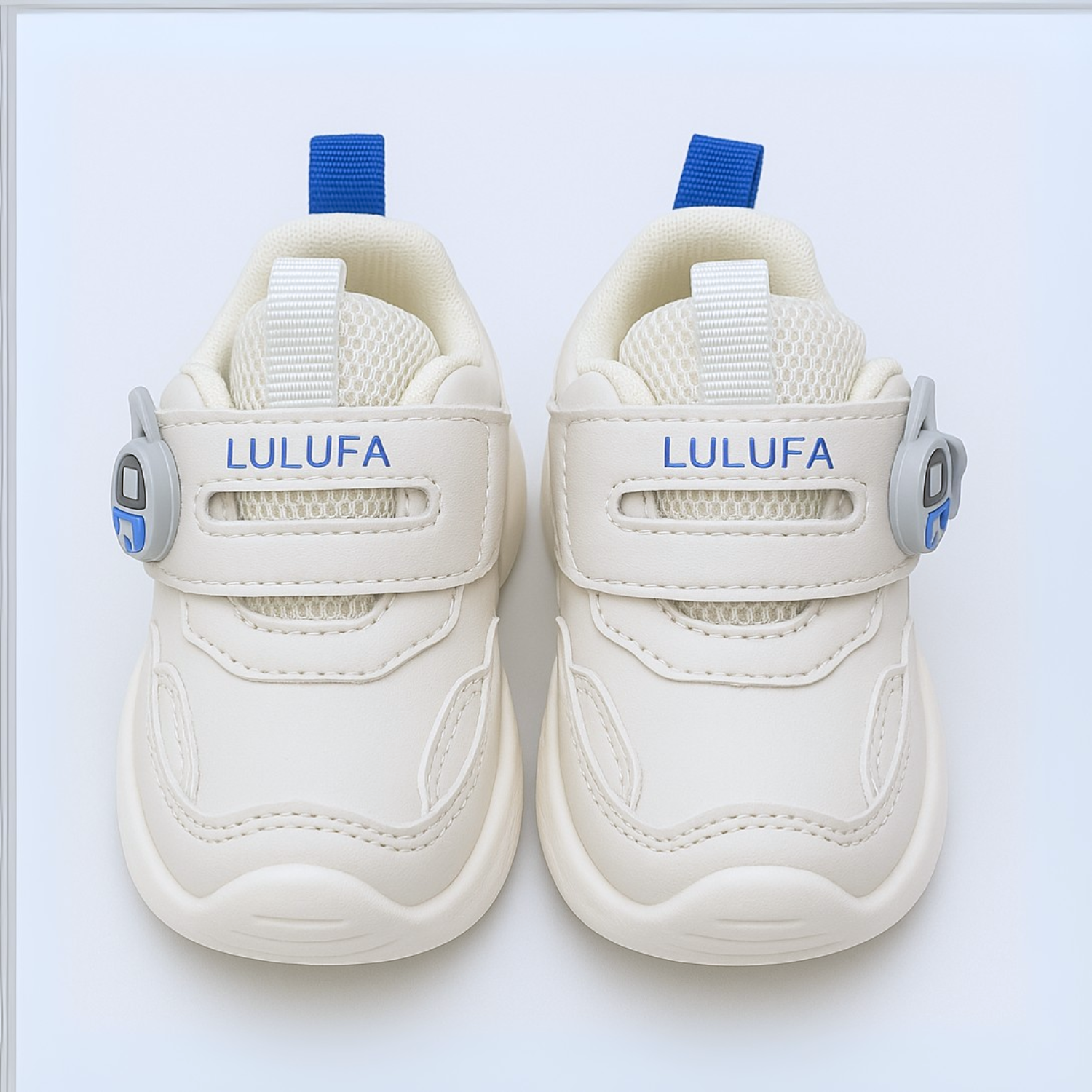 Smile Baby Boys LED Light-Up Sneakers with Cartoon Badge – Gray & Brown