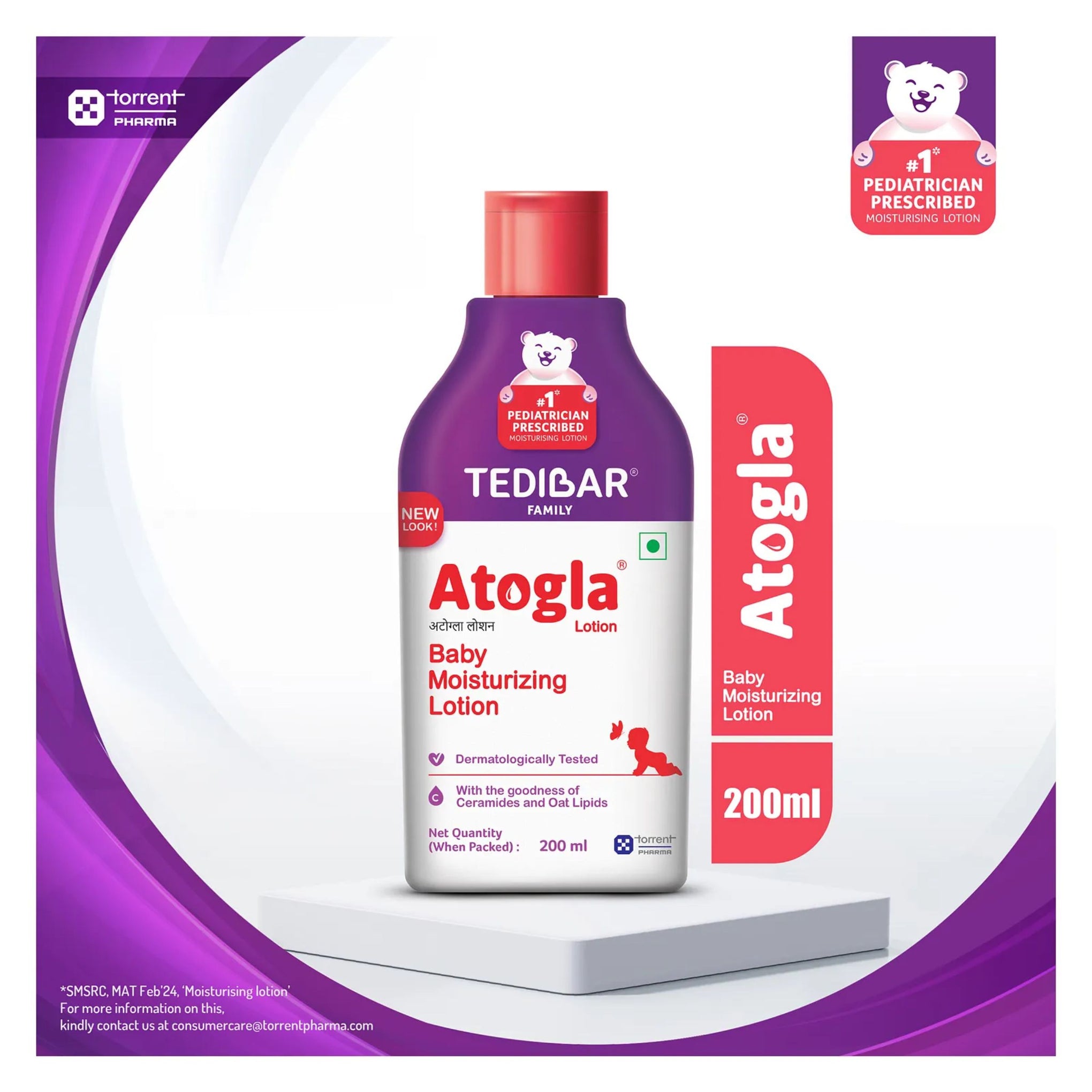 CURATIO Atogla Moisturizing baby lotion 200ml for all skin types Protects Against rashes & prevents skin irritation For soft and healthy skin - By