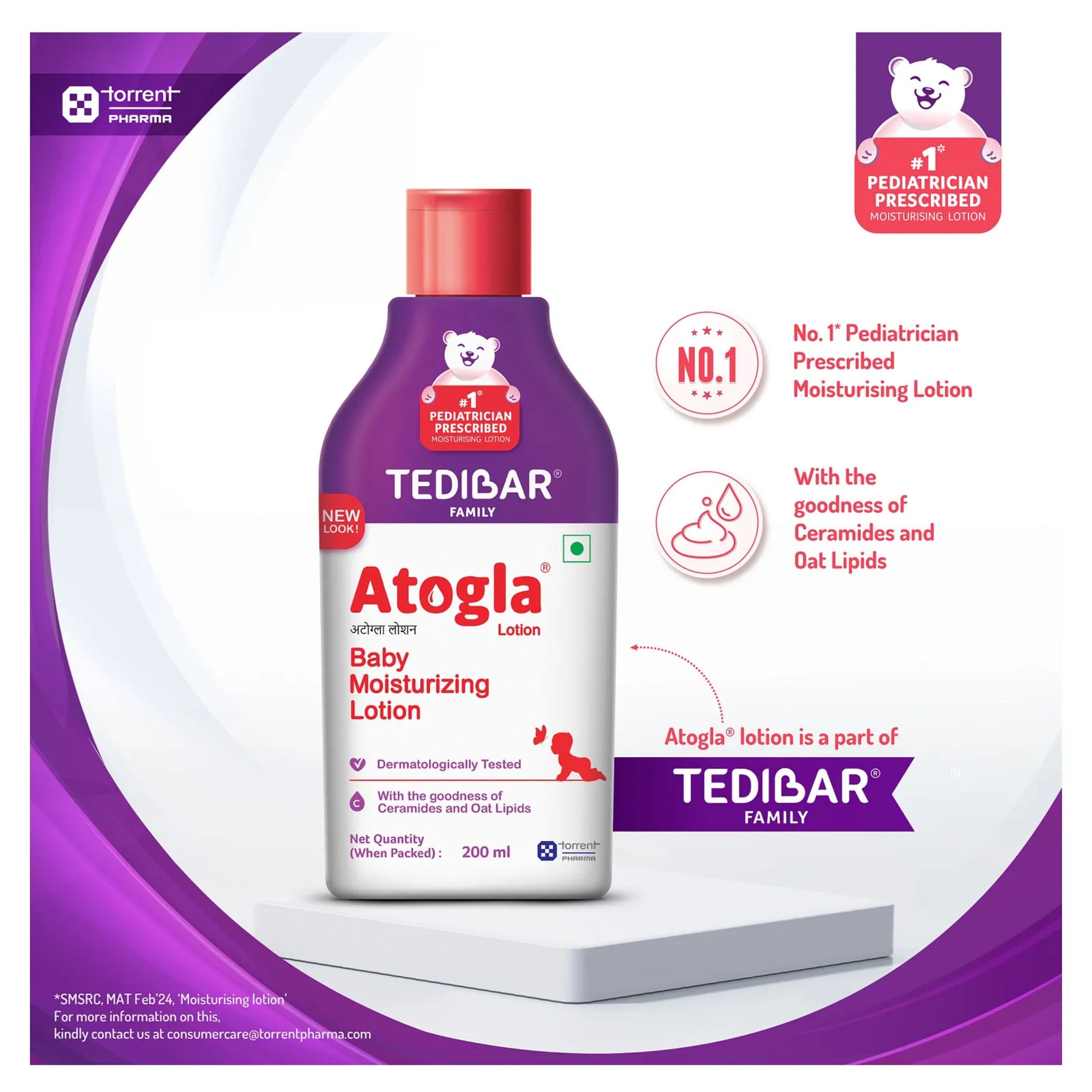 CURATIO Atogla Moisturizing baby lotion 200ml for all skin types Protects Against rashes & prevents skin irritation For soft and healthy skin - By