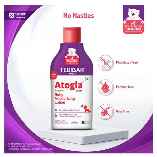 CURATIO Atogla Moisturizing baby lotion 200ml for all skin types Protects Against rashes & prevents skin irritation For soft and healthy skin - By