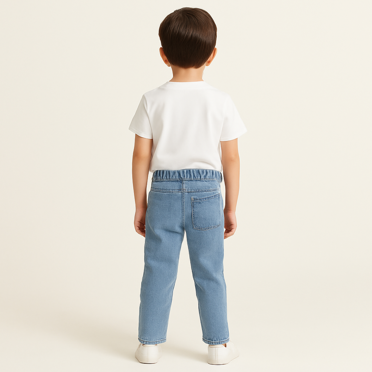 Smile Baby Boys' Light Blue Cargo Denim Pants with Elastic Waist – Ages 5-12 Years