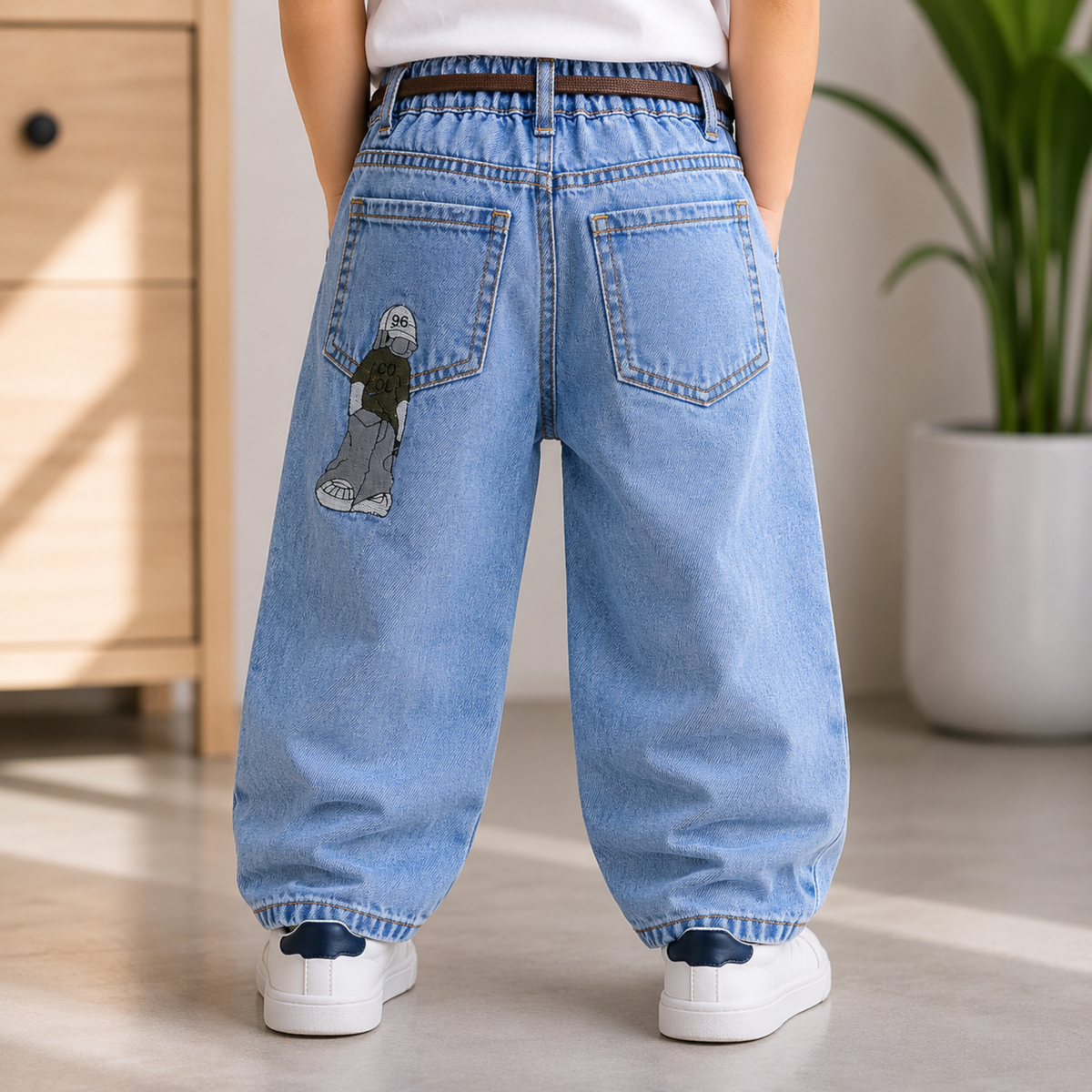 COOLEST Boys Denim Jeans Pant with Belt | Light & Dark Blue | 6 Months–14+ Years