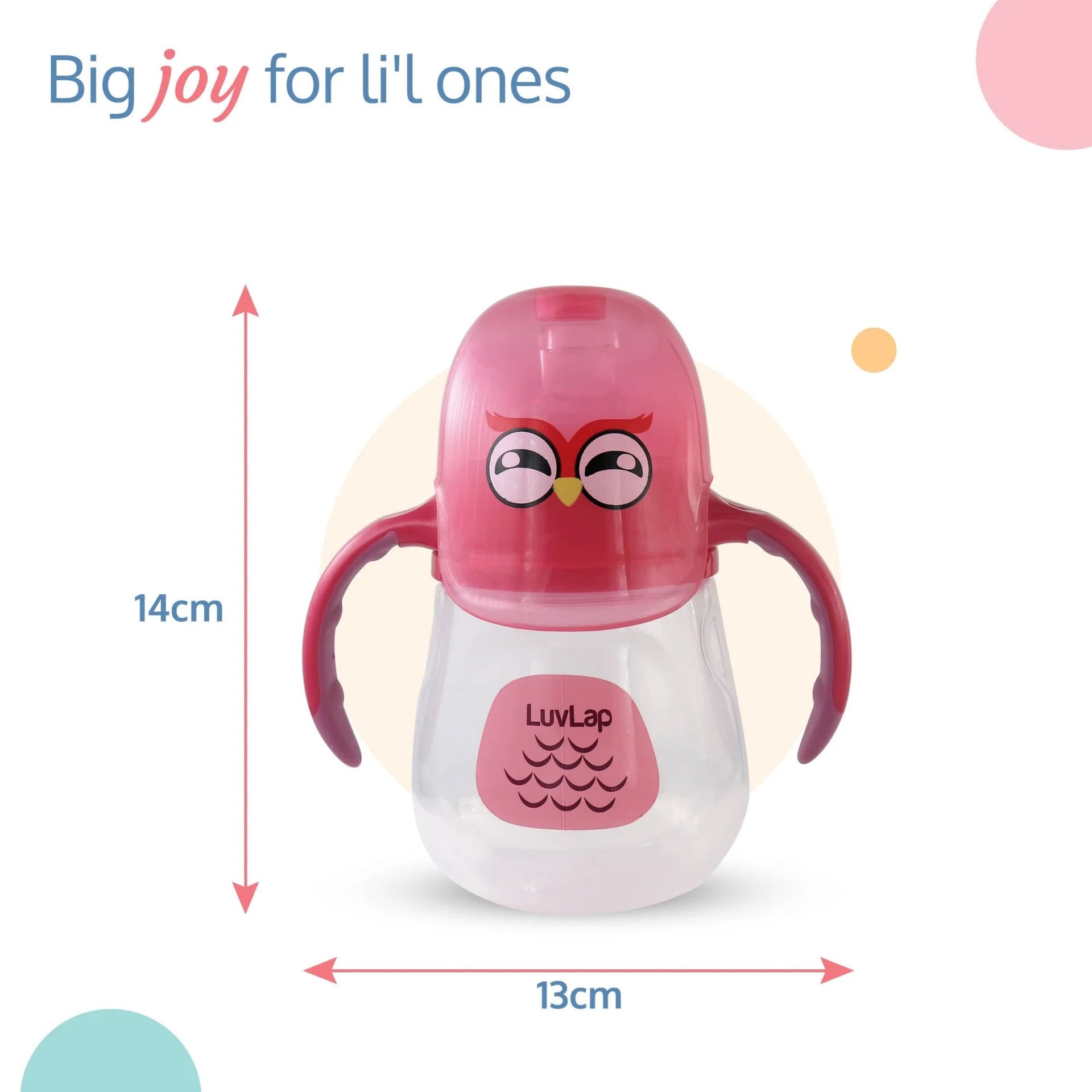 LuvLap 210 ml No-Spill Baby Sipper Cup with Soft Spout & Easy Grip Handles | BPA-Free | Leakproof | 6+ Months (Pink, Yellow)