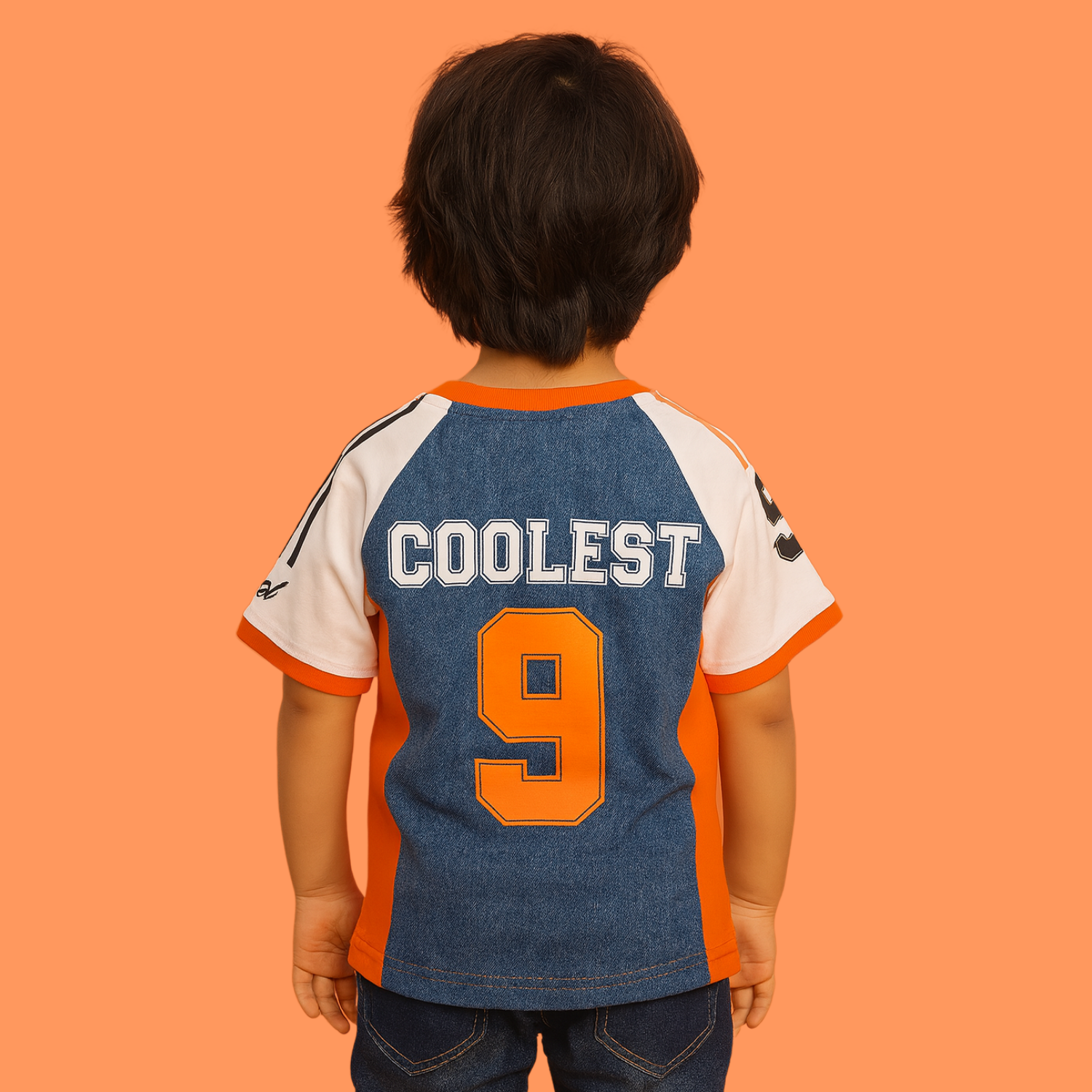 COOLEST Boys Sports Jersey Graphic T-Shirt – Black / Orange / Yellow (4–12 Years)