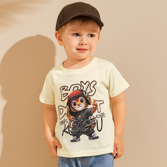 Smile Baby Boys’ Kung Fu Cat Graphic T-Shirt – 12 Months to 4 Years