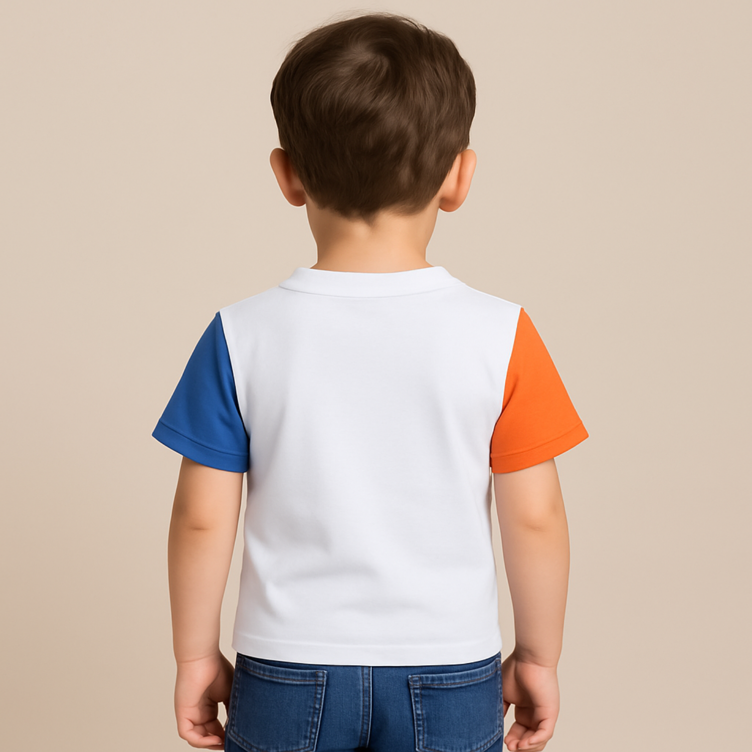 COOLEST Varsity Champs Patchwork T-Shirt – Orange / Royal Blue / Red / Yellow (1–12 Years)