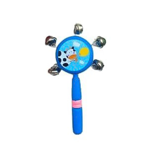 Smile Baby Colorful Wooden Rainbow Baby Handle Jingle Bell Rattle Toys jhun jhuna  Animal Printed (Blue)