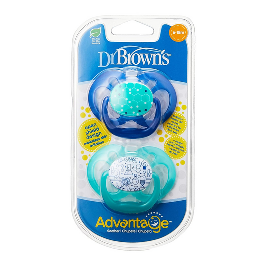Dr. Brown's Advantage Pacifiers, Stage 2, Pack of 2, Blue Chemistry, 6M to 12M