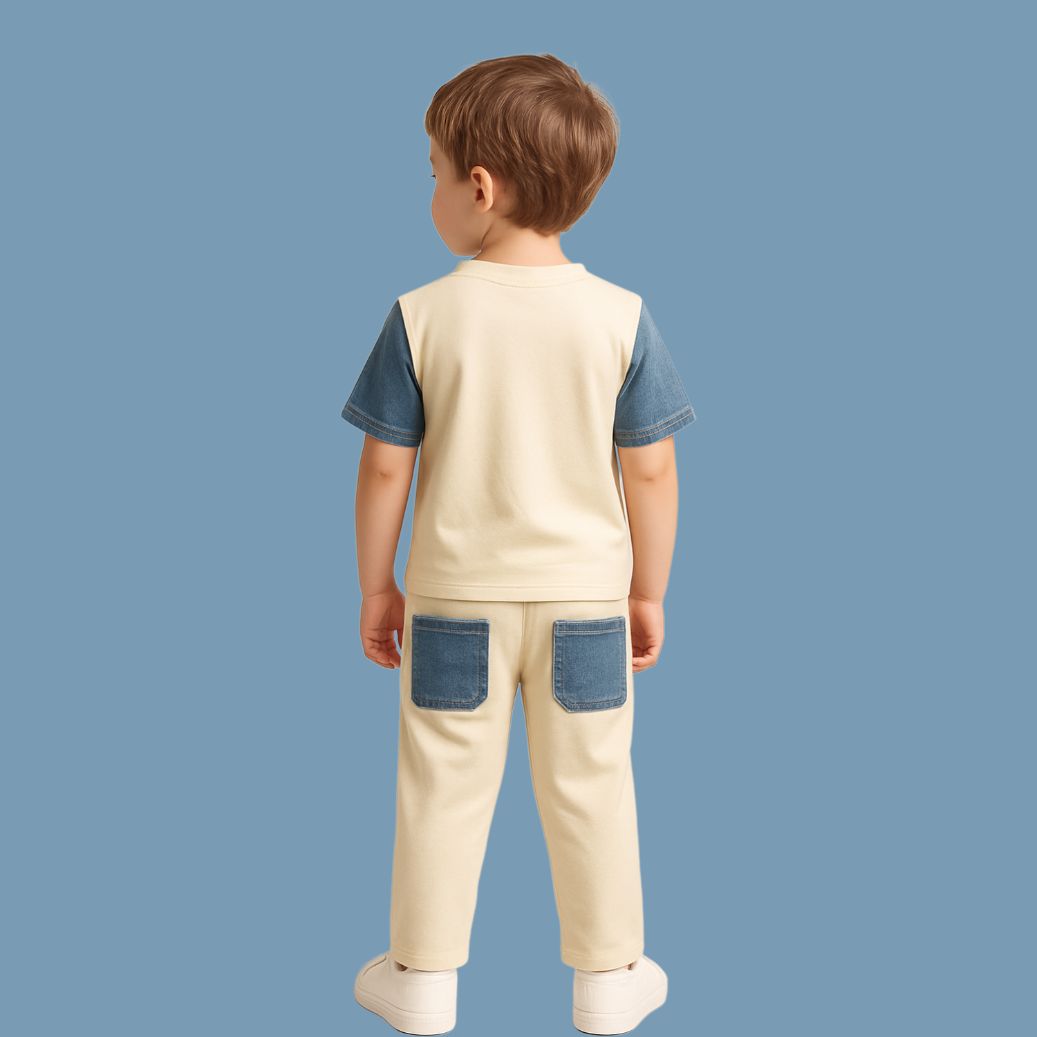 COOLEST Boys Goofy Cartoon T-Shirt & Jogger Pants Set (3–12 Years) Cream