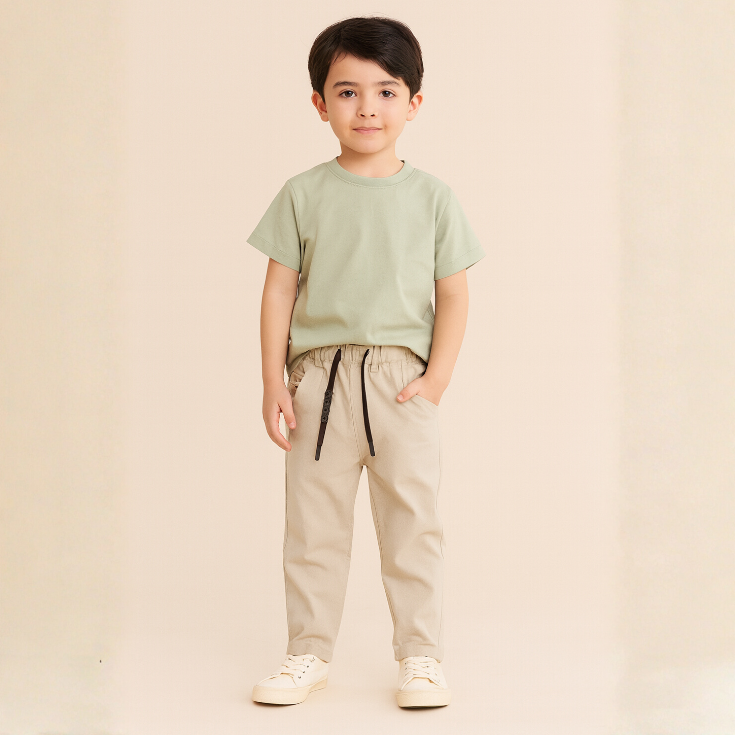 COOLEST Linen-Blend Drawstring Pants – Cream (5–12Y)