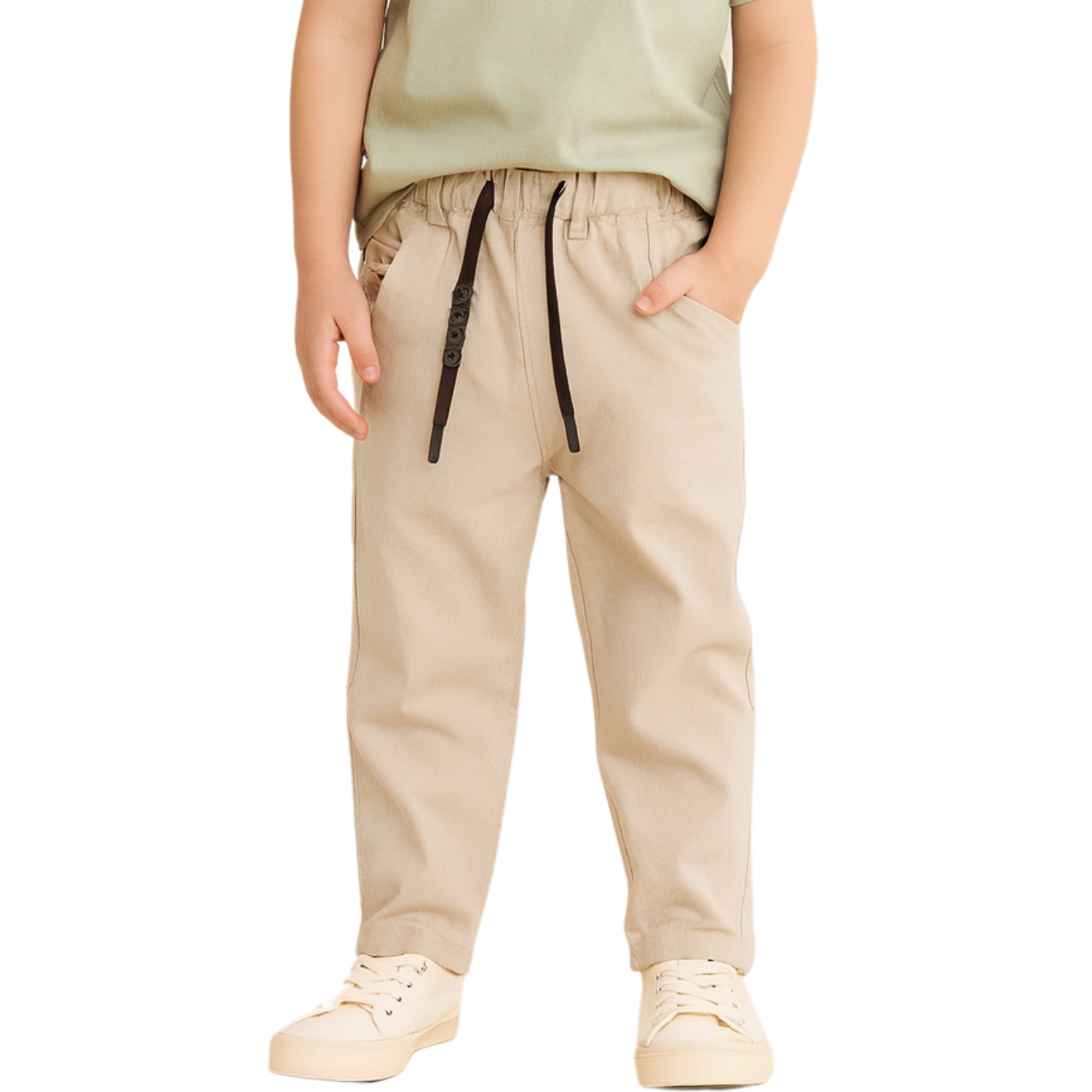 COOLEST Linen-Blend Drawstring Pants – Cream (5–12Y)